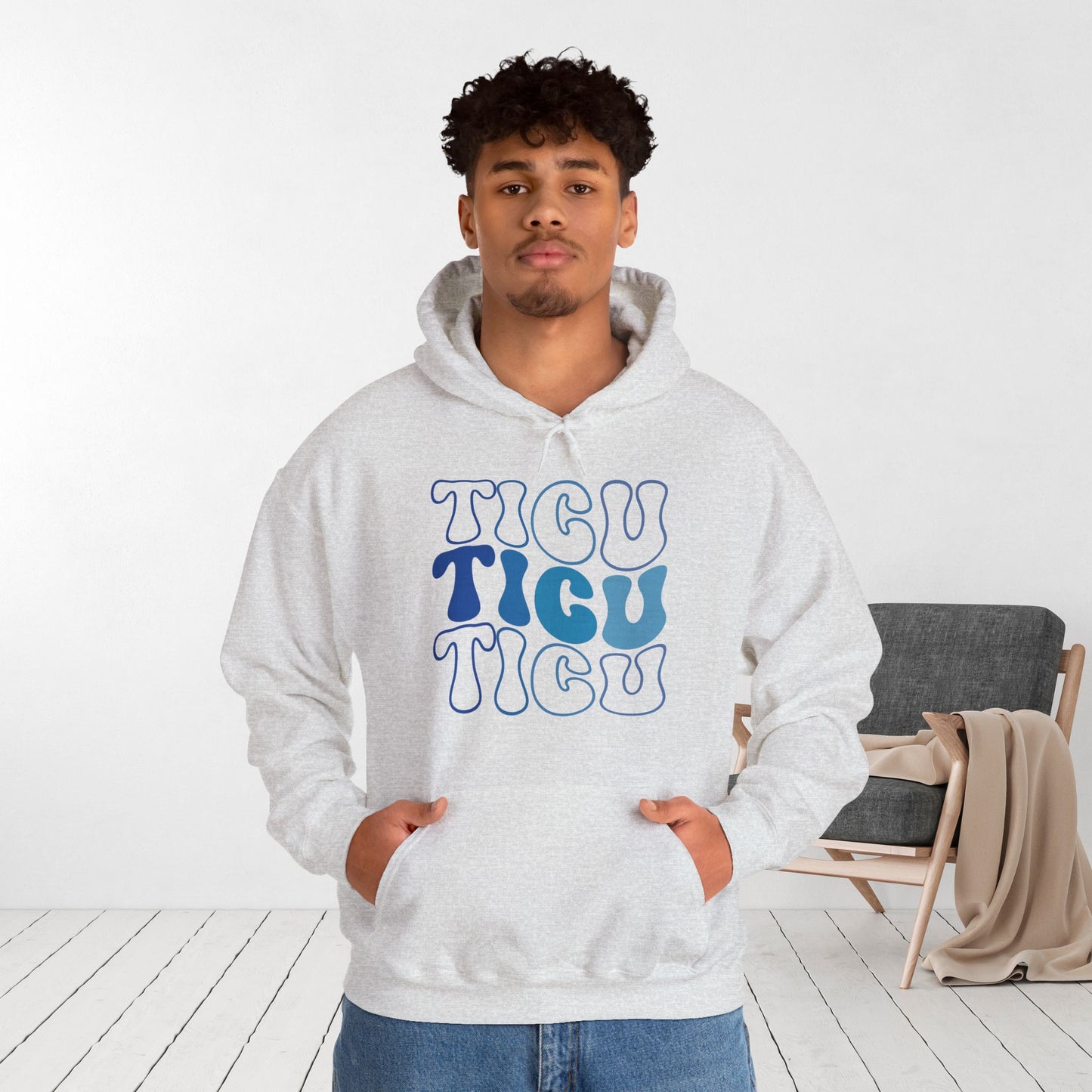 Groovy Blue TICU Hoodie - Trauma ICU Nurse Hoodie