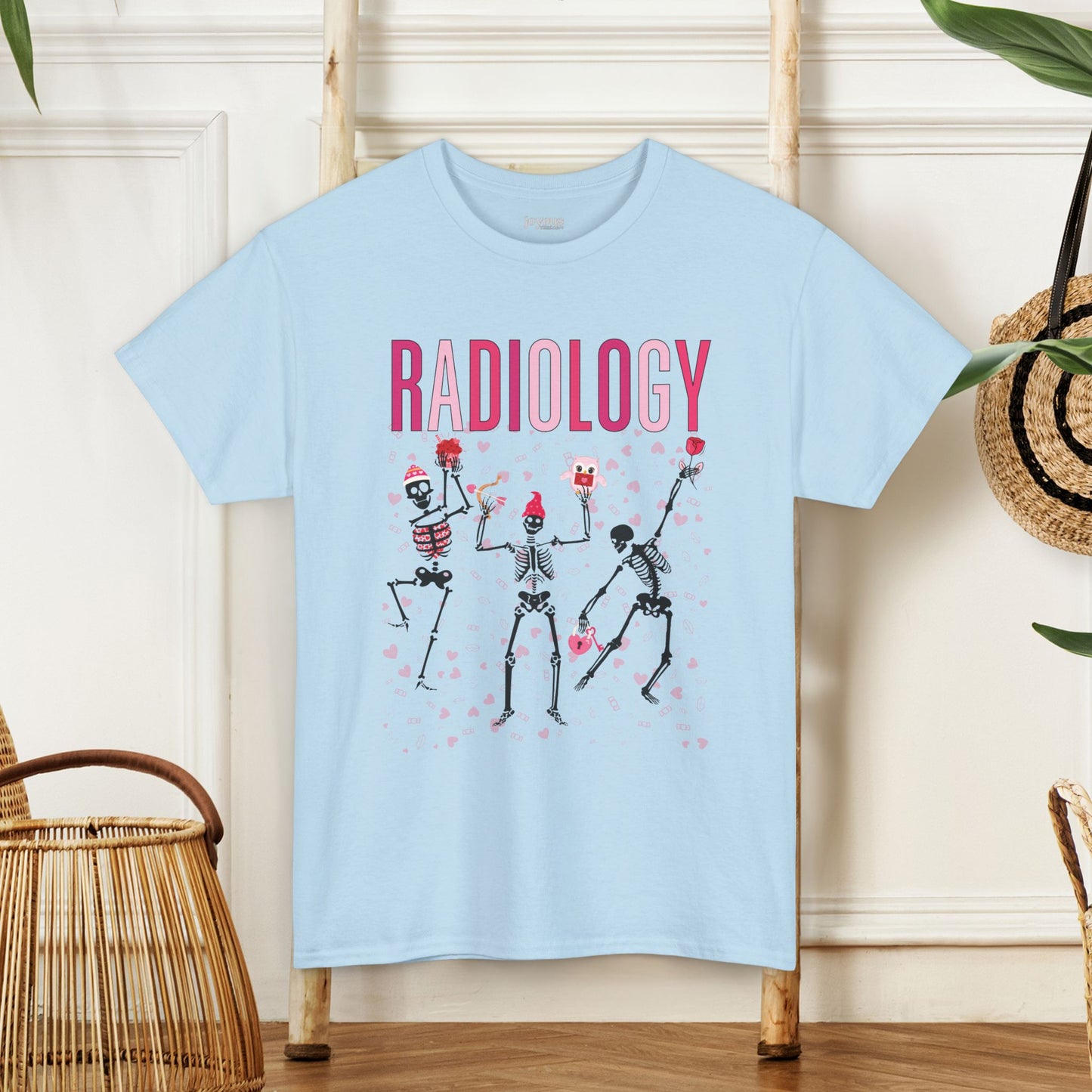 Dancing Skeleton Valentine's Day Radiology Heavy Cotton Tee