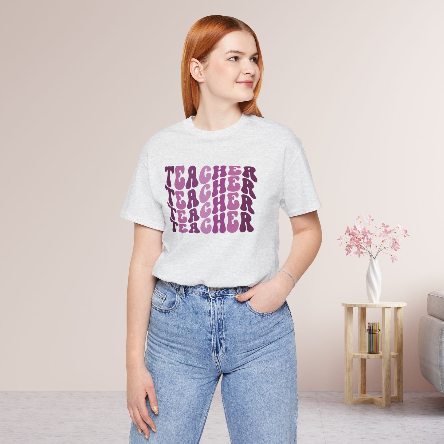 Groovy Purple Teacher Soft Cotton Tee for School Teachers
