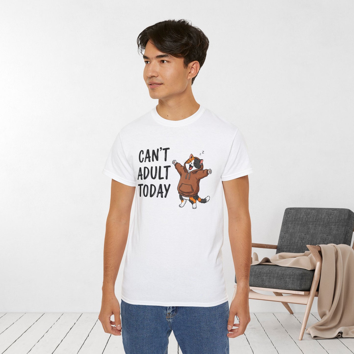 Can't Adult Today Funny Cat Ultra Cotton Tee