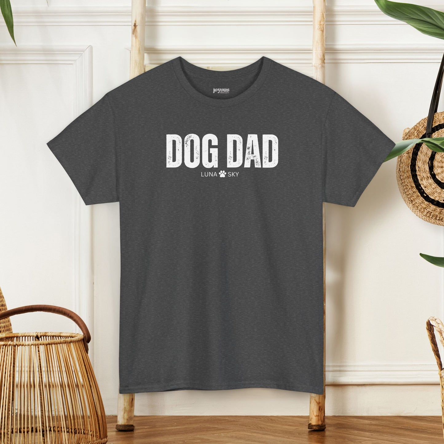 Custom Dog Dad Heavy Cotton Tee with Dogs Name - Personalized Dog Lover Gift