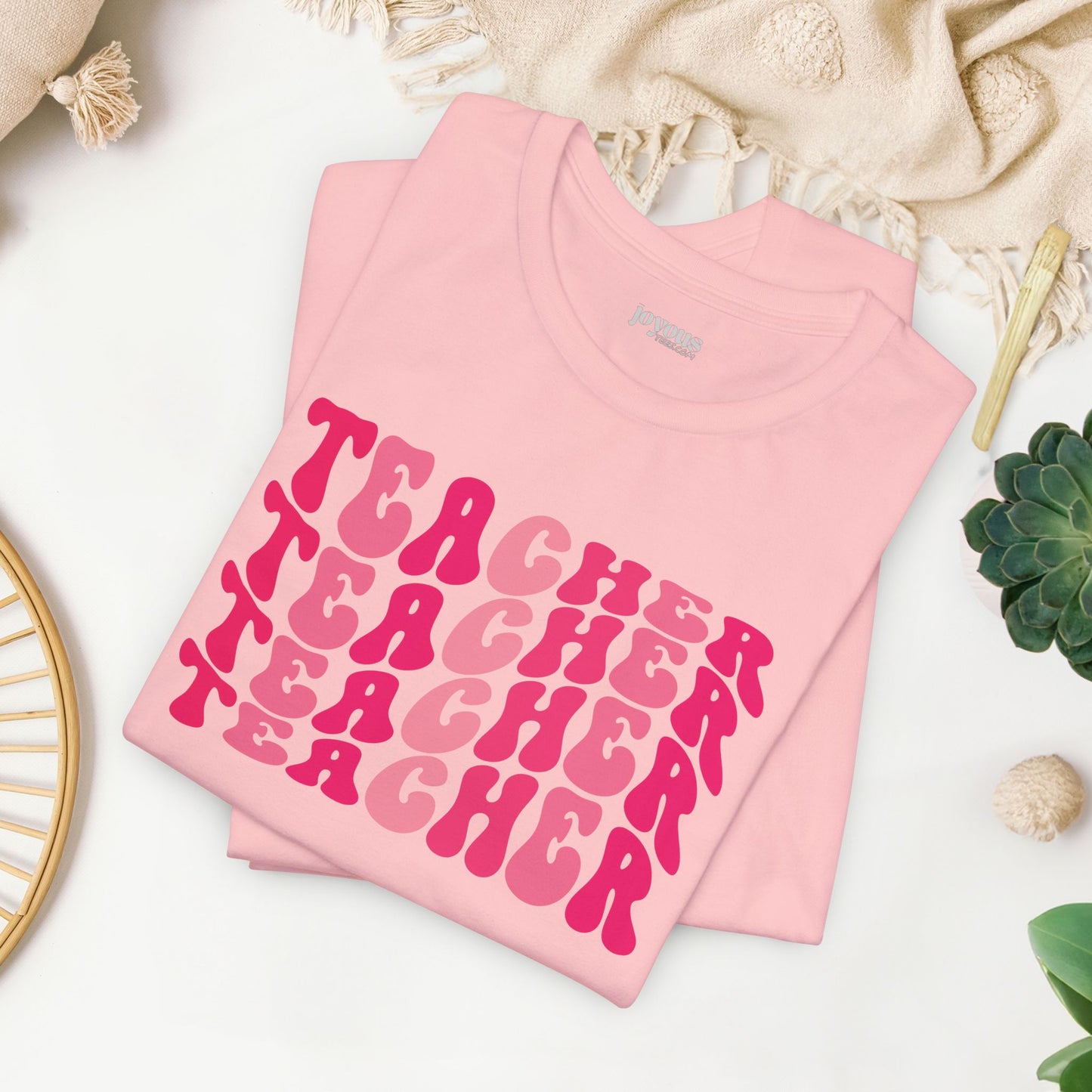 Groovy Pink Teacher Soft Cotton Tee for School Teachers