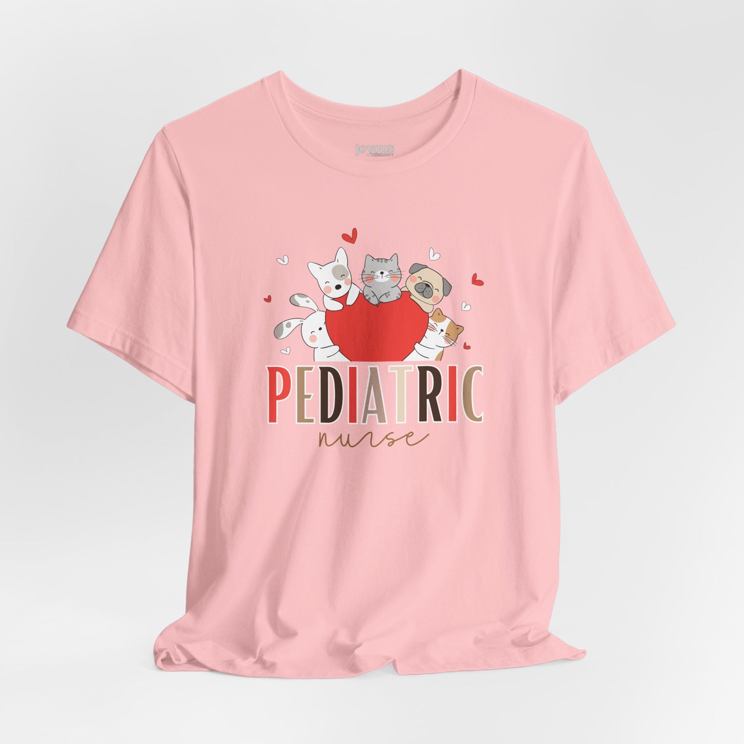 Pediatric Nurse Soft Cotton Tee with Cute Dogs and Cats for PEDS Nurse