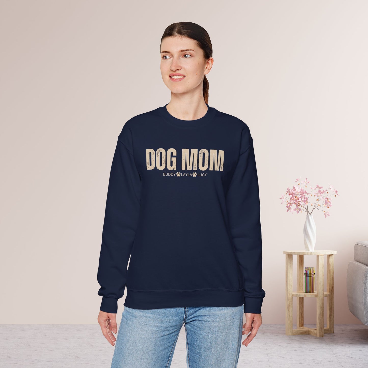 Custom Dog Mom Sweatshirt with Dogs Name - Personalized Gift for Dog Mom