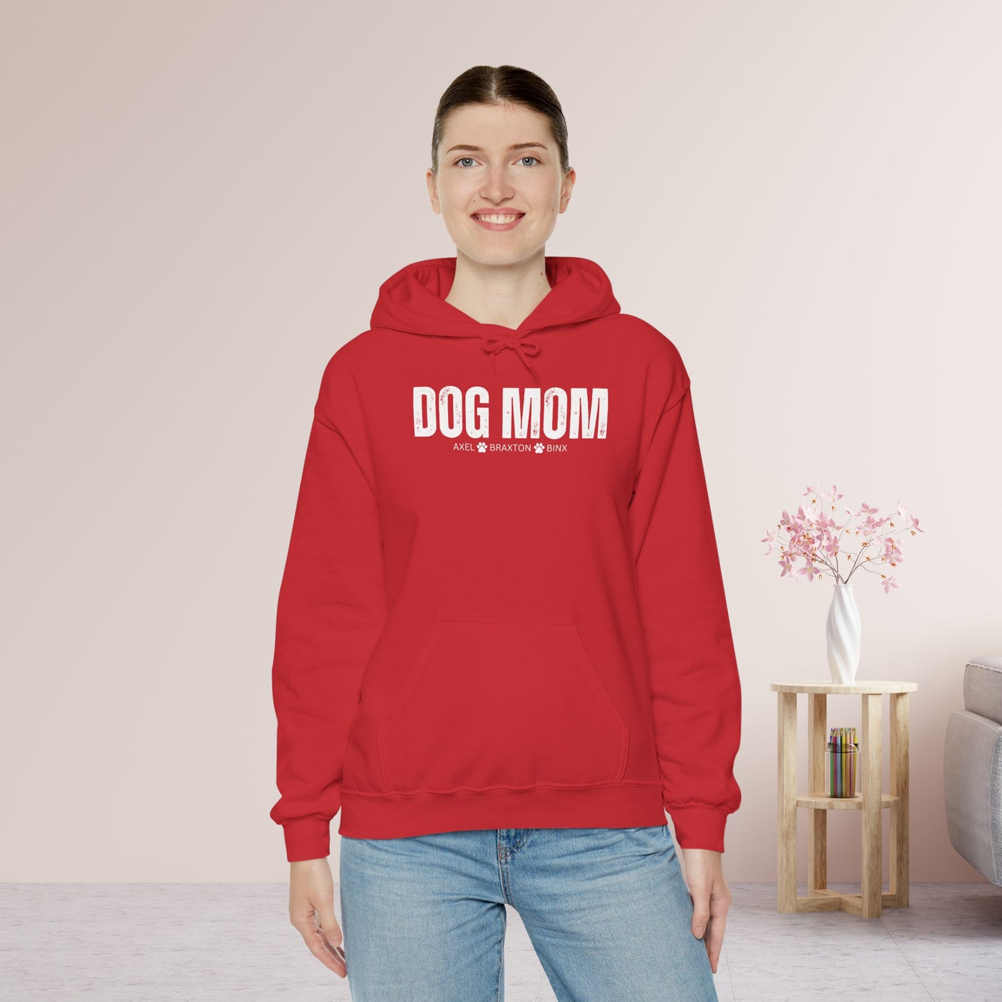 Custom Dog Mom Hoodie with Dogs Name - Personalized Gift for Dog Mom