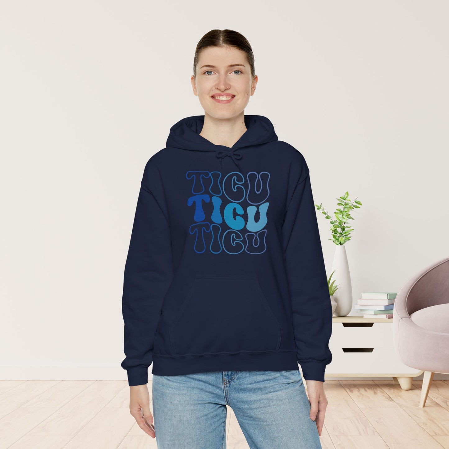 Groovy Blue TICU Hoodie - Trauma ICU Nurse Hoodie
