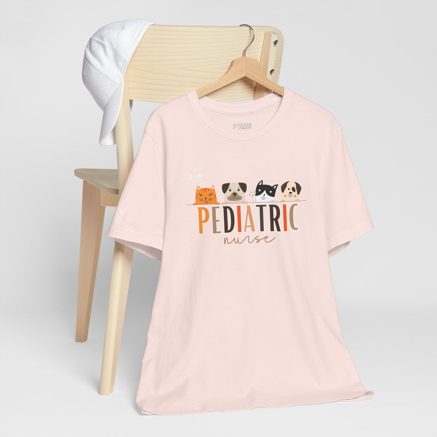 Cute Pediatric Nurse Soft Cotton Tee with Dogs and Cats for PEDS Nurse