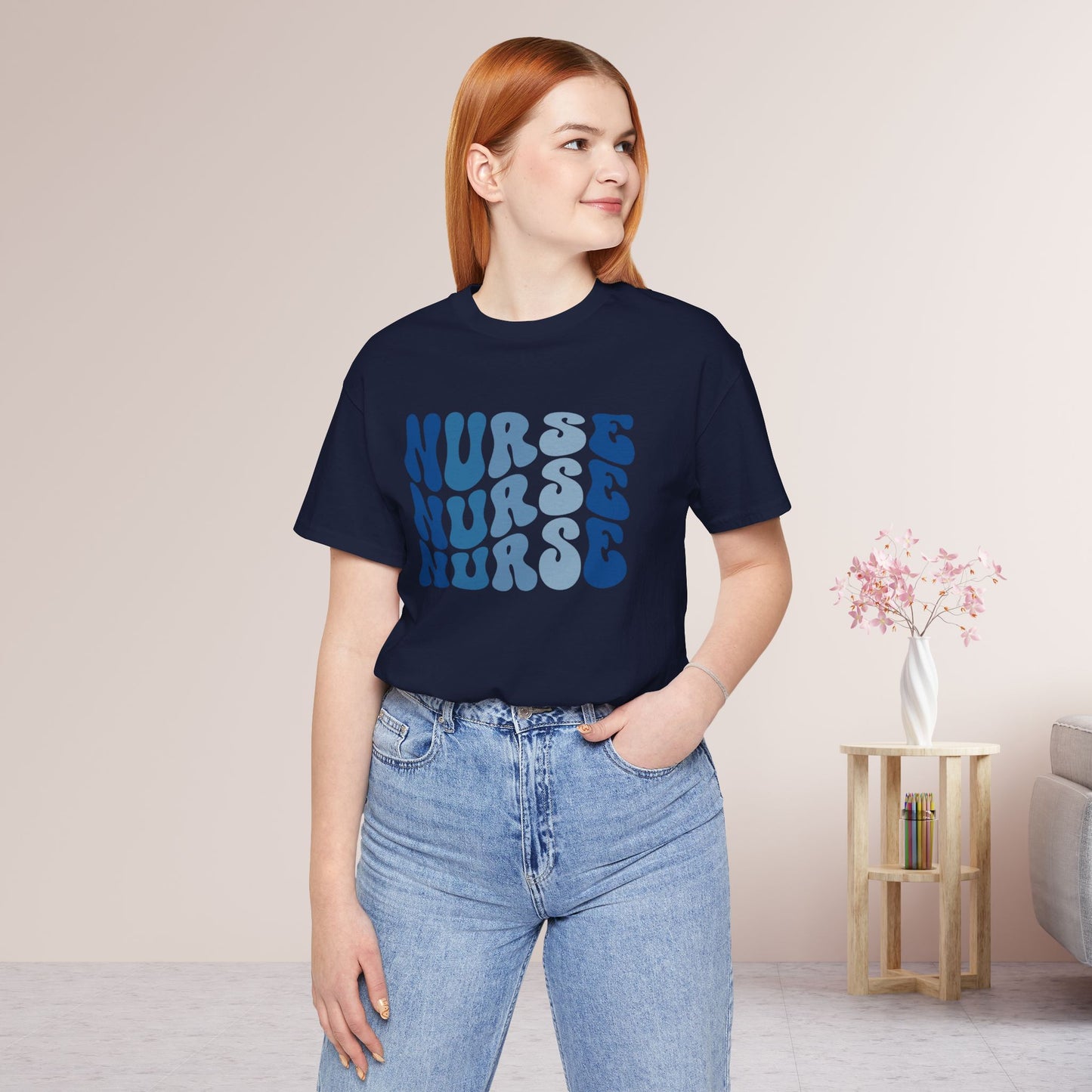 Groovy Blue Nurse Shirt - Registered Nurse Soft Cotton Tee