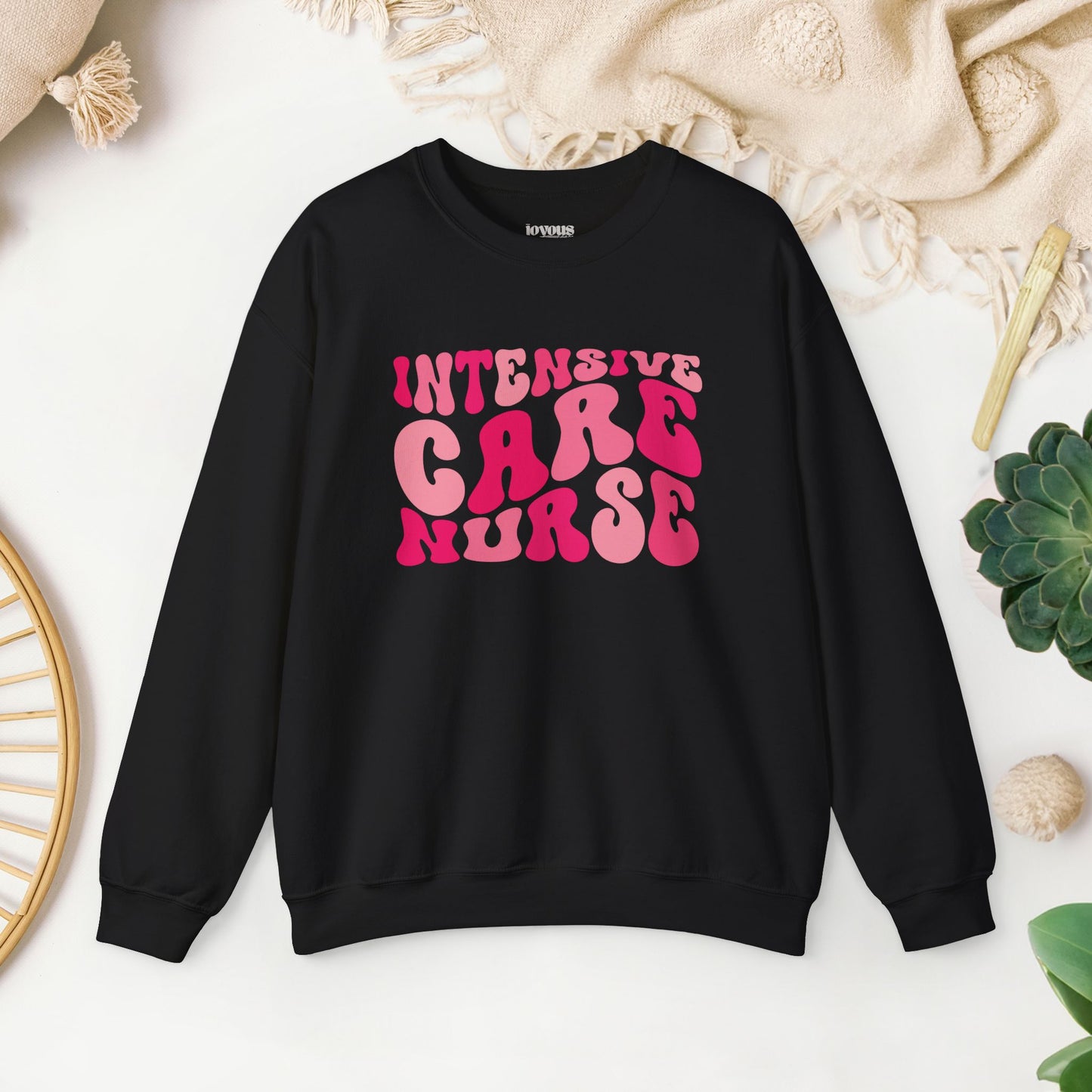 Groovy Pink ICU Nurse Crewneck Sweatshirt