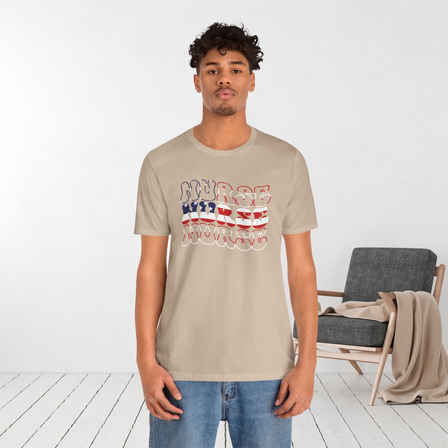 Groovy Patriotic Nurse Shirt - 4th of July Registered Nurse Soft Cotton Tee