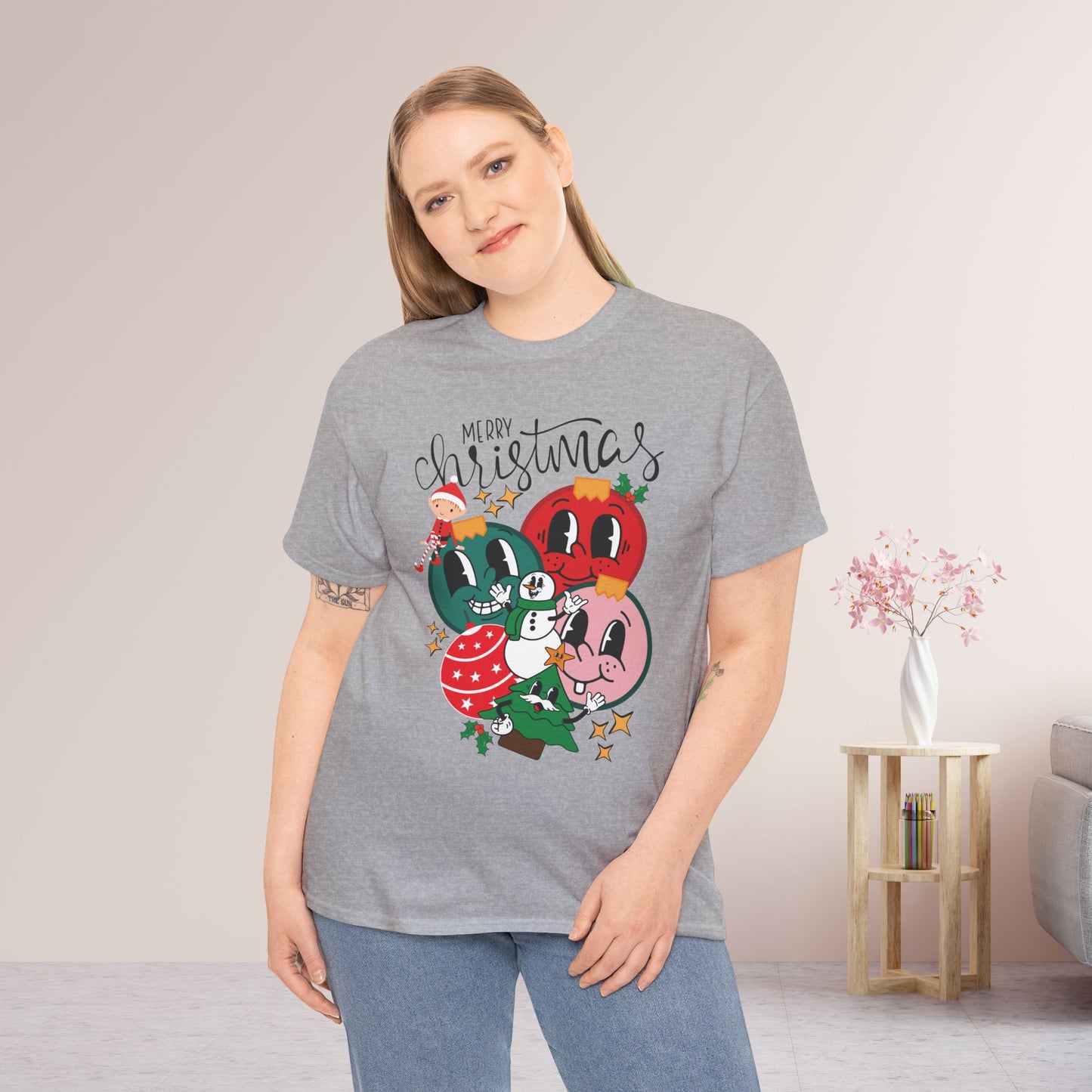 Trendy Christmas Ornament Shirt - Christmas Heavy Cotton Tee