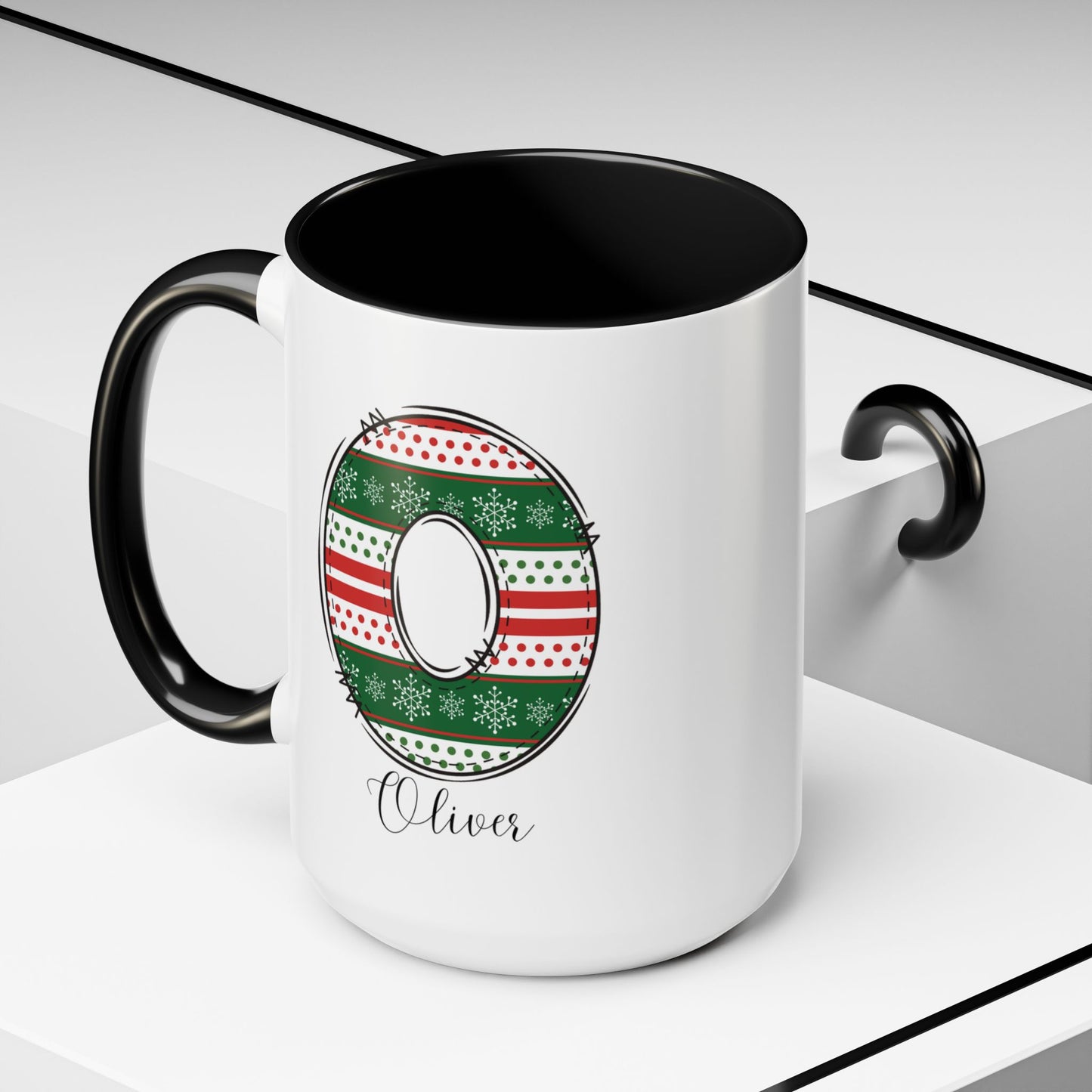 Custom Christmas Initial Letter Mug with Name - Personalized Christmas Gifts A-Z