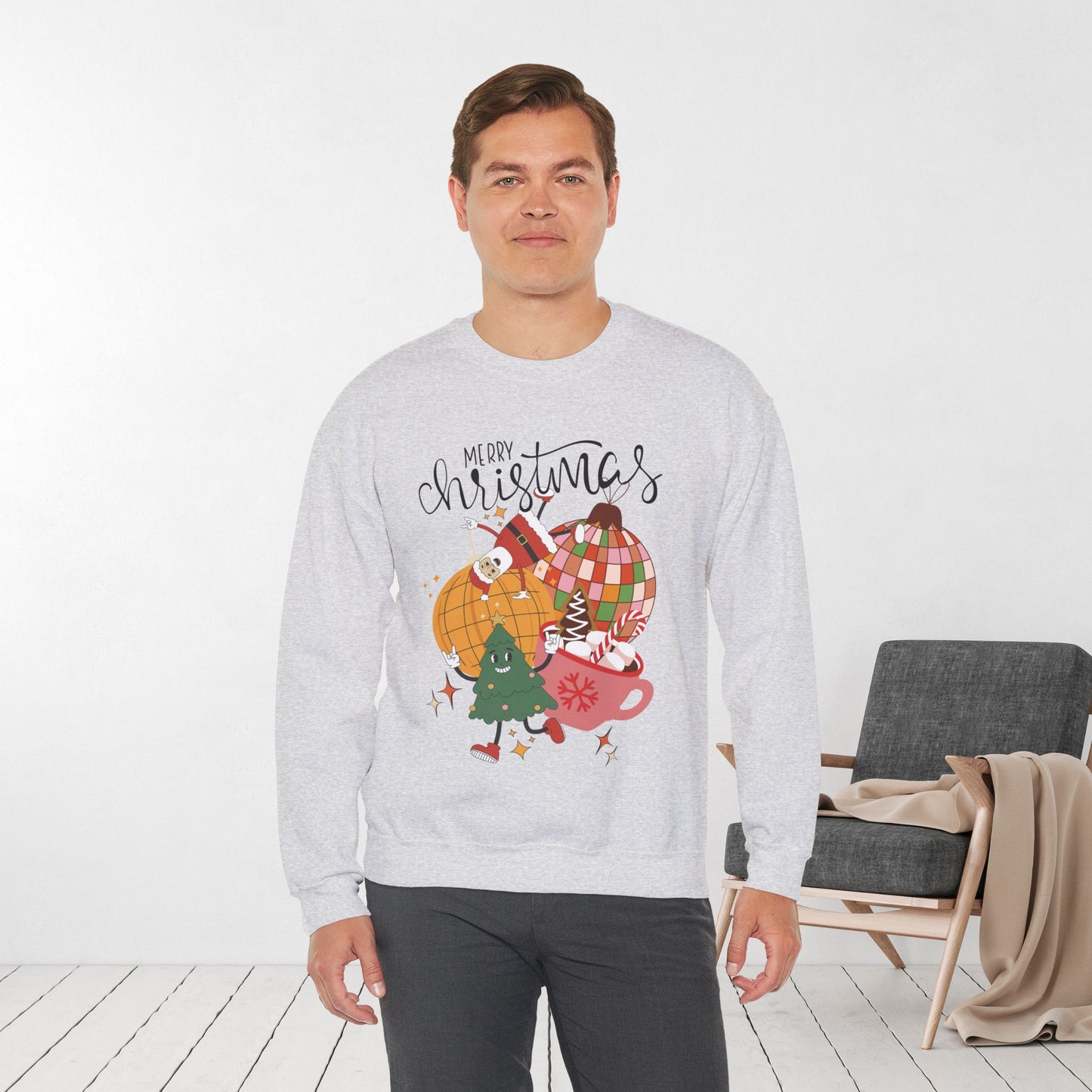 Retro Christmas Ornament Sweatshirt - Christmas Crewneck Pullover