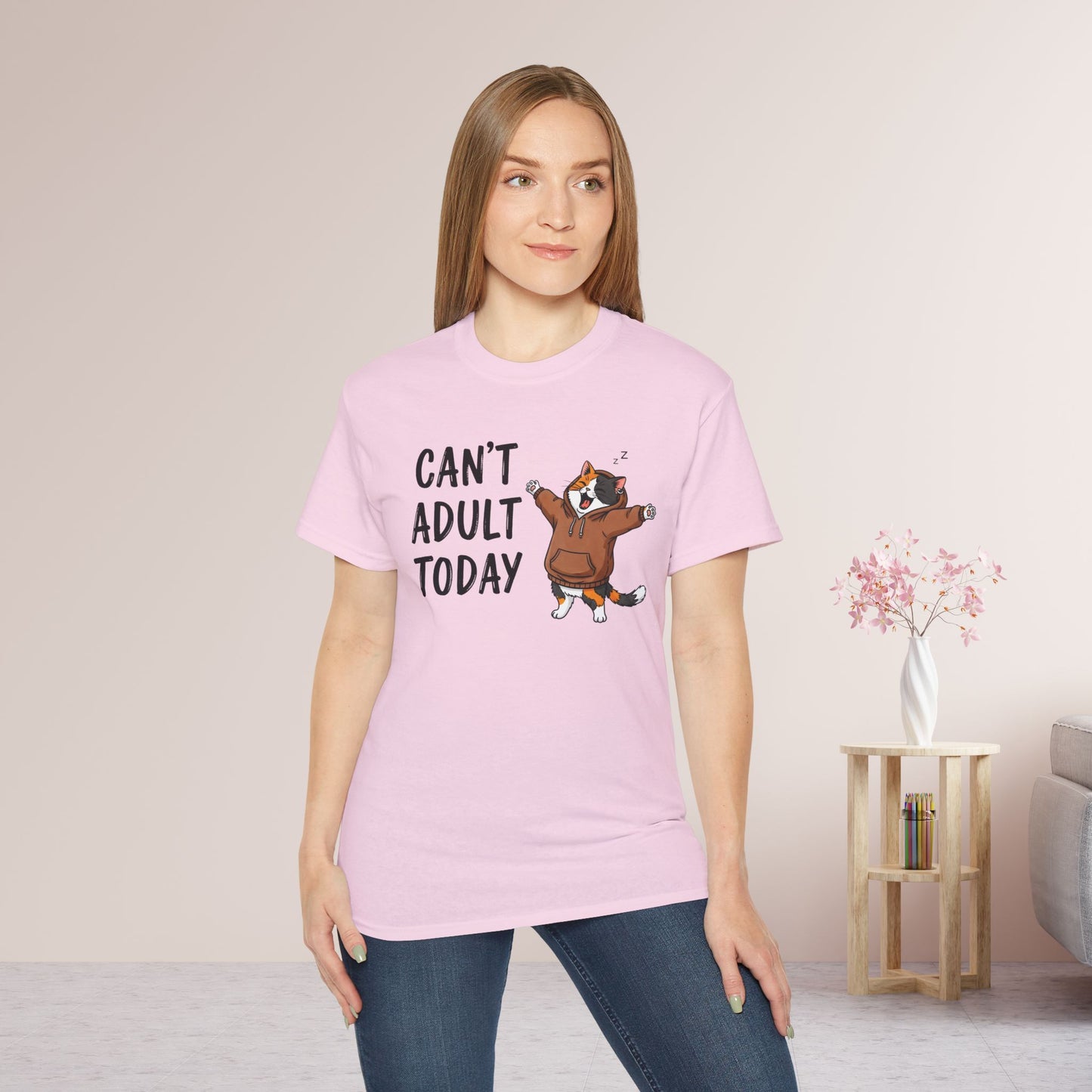 Can't Adult Today Funny Cat Ultra Cotton Tee