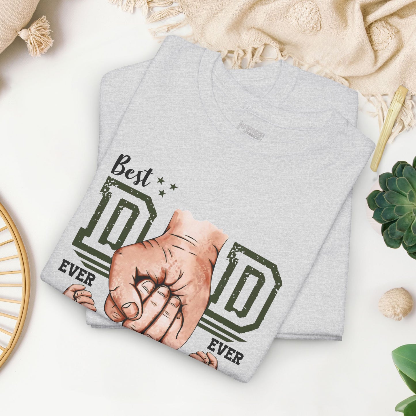 Custom Dad Heavy Cotton Tee with Kids Name - Personalized Gift for Dad