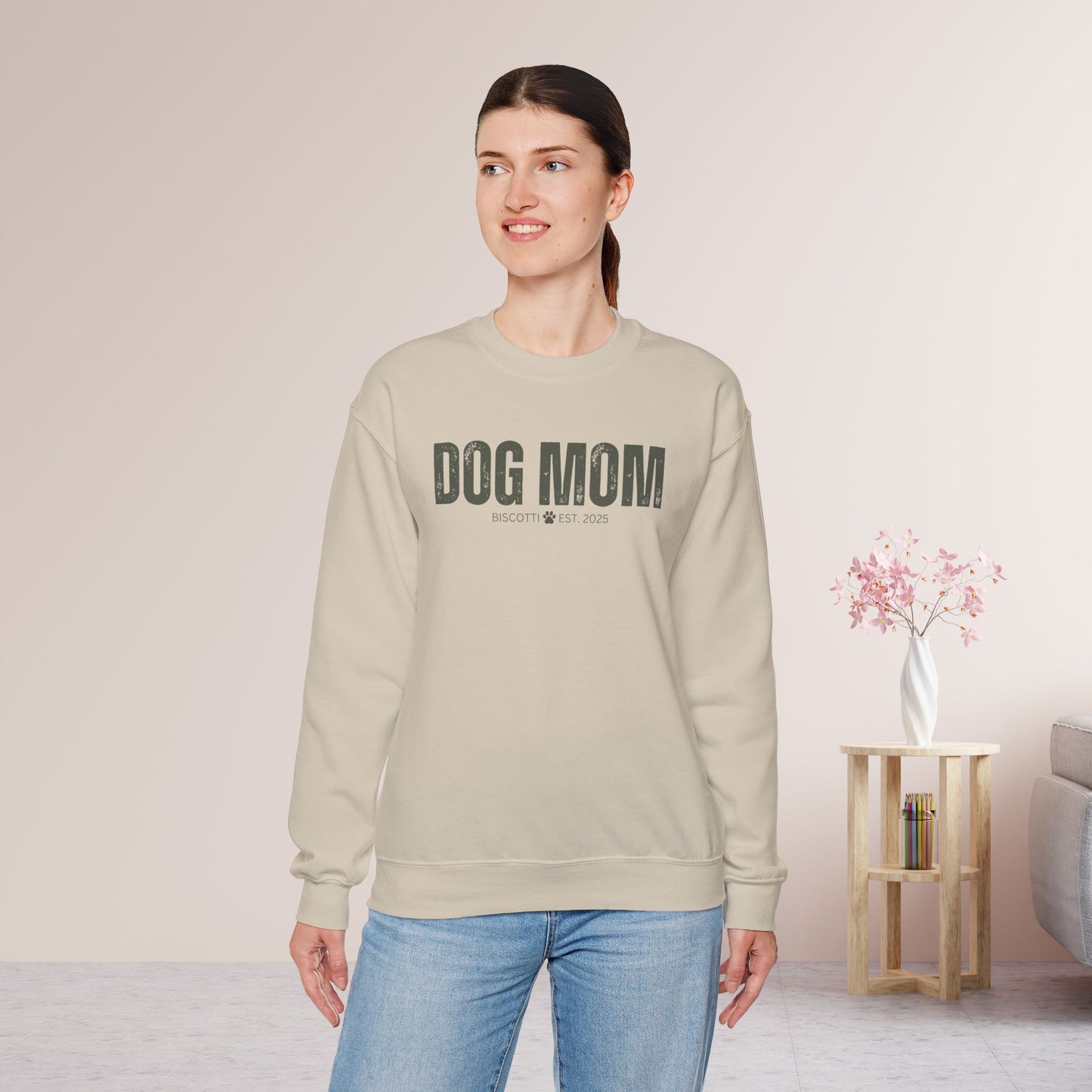 Custom Dog Mom Sweatshirt with Dogs Name - Personalized Gift for Dog Mom
