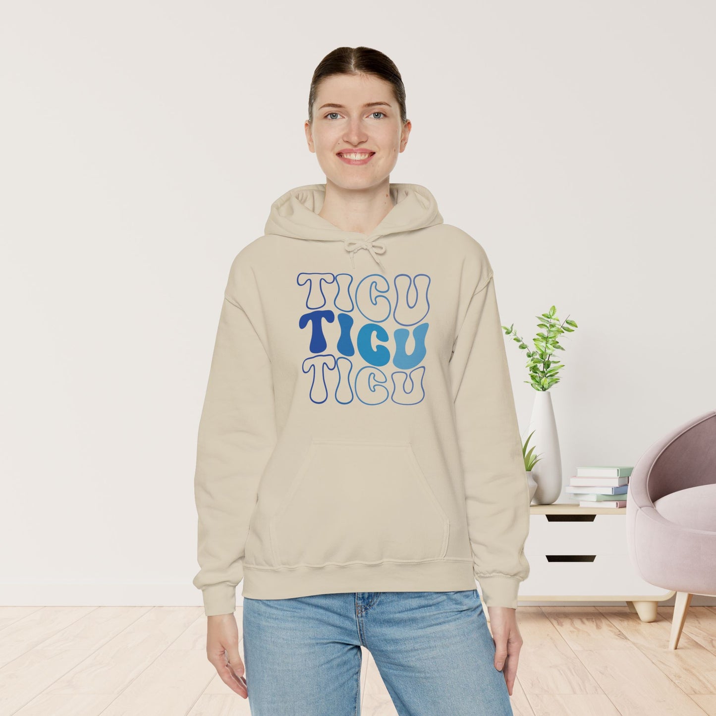 Groovy Blue TICU Hoodie - Trauma ICU Nurse Hoodie