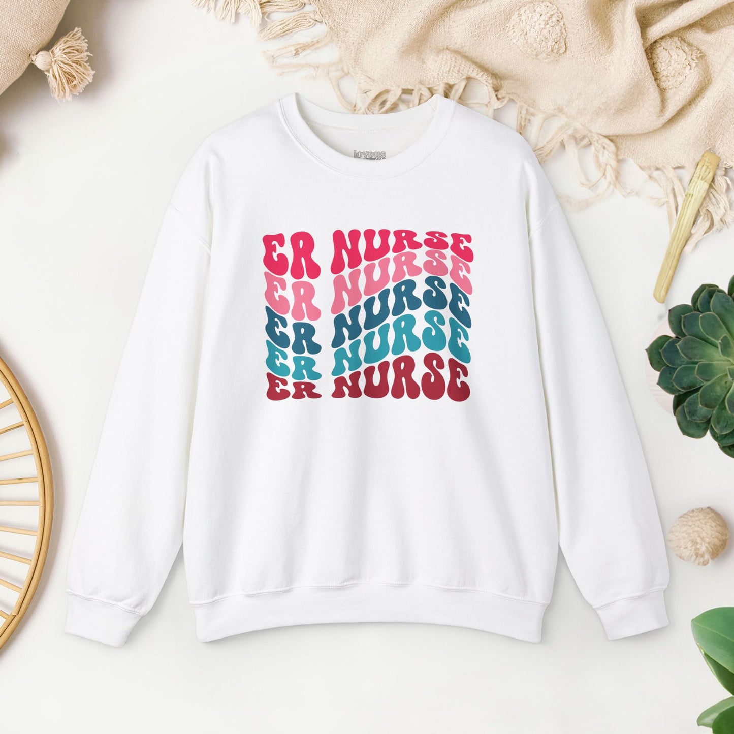Groovy Colorful ER Nurse Sweatshirt - Emergency Nurse Crewneck