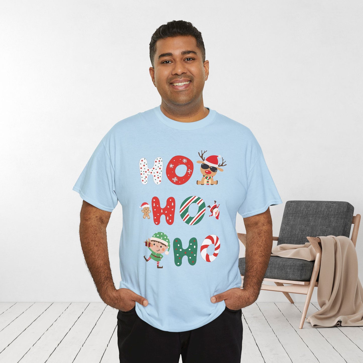 Ho Ho Ho Christmas Shirt - Matching Family Christmas Heavy Cotton Tee