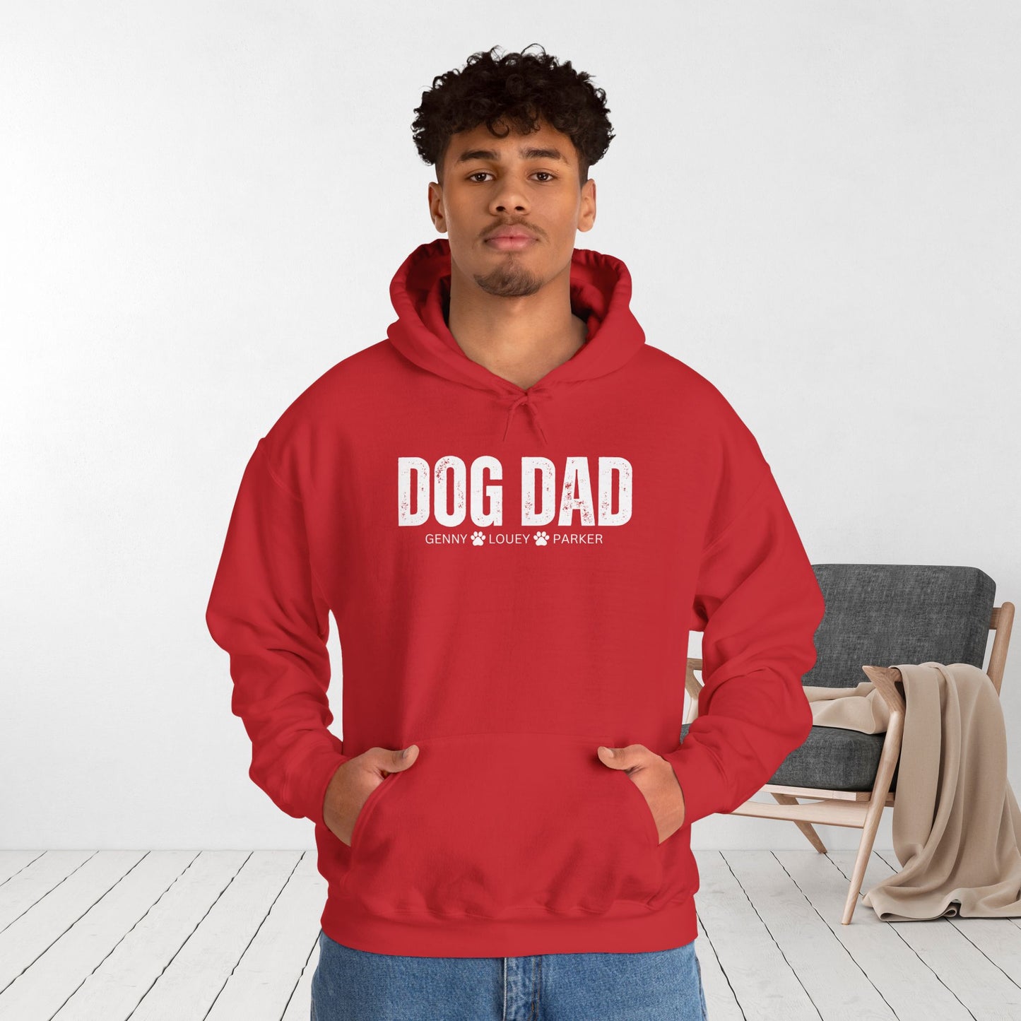 Custom Dog Dad Hoodie with Dogs Name - Personalized Gift for Dog Dad