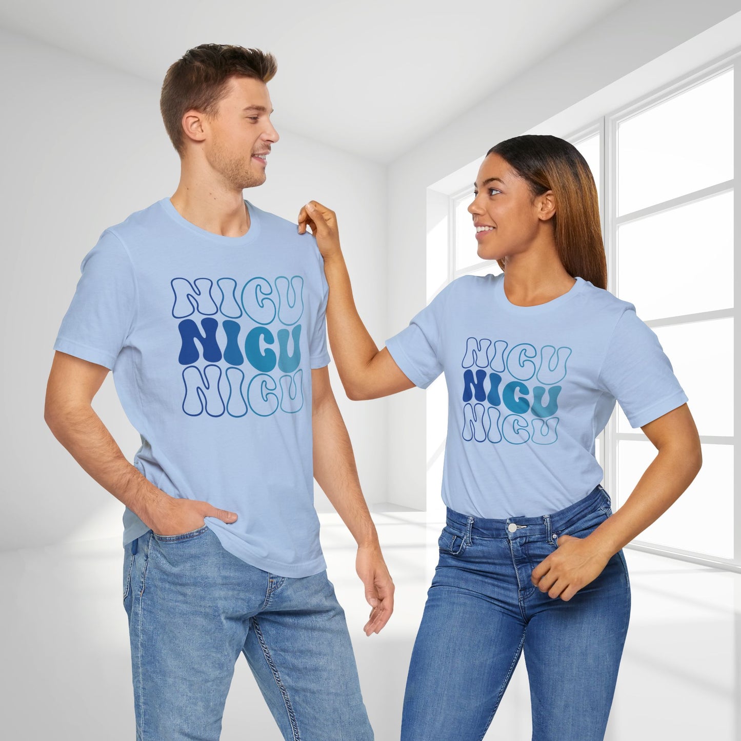 Groovy Blue NICU Shirt - Neonatal ICU Nurse Soft Cotton Tee