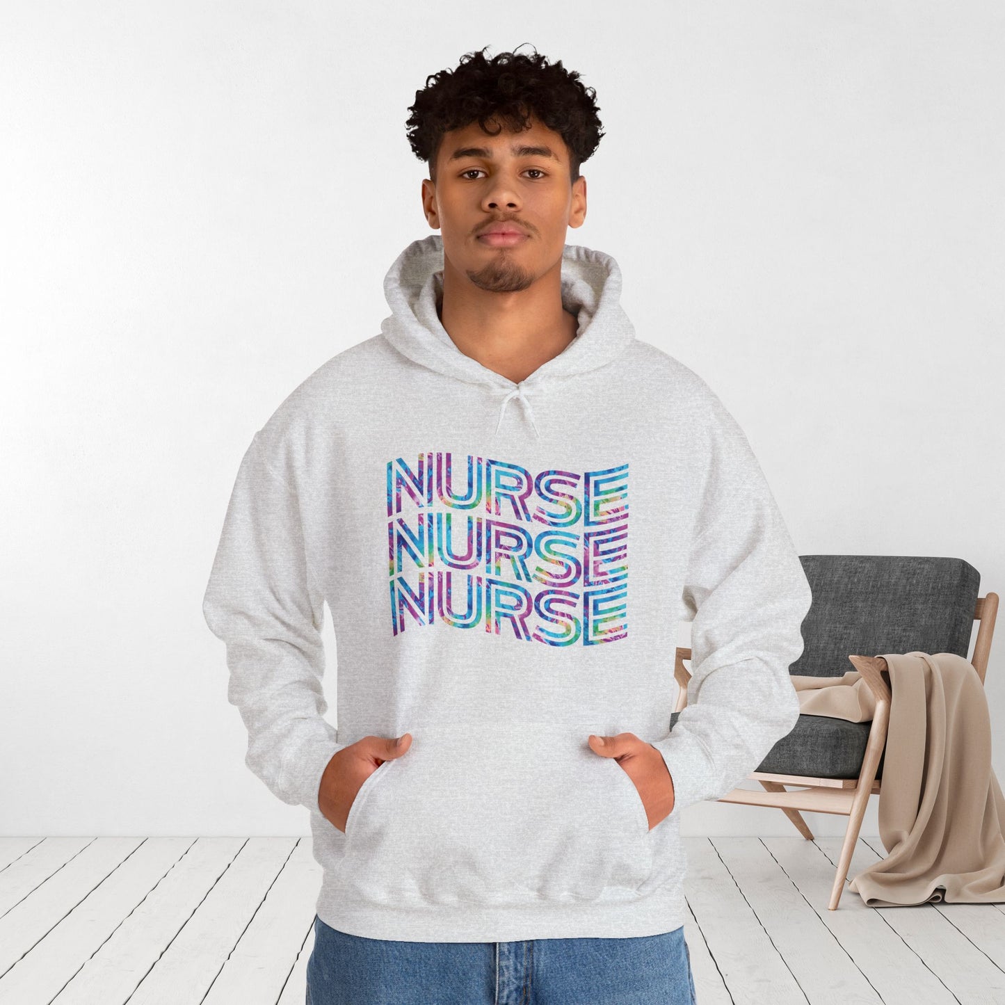 Tie Dye Wavy Nurse Hoodie - Registered Nurse Hoodie