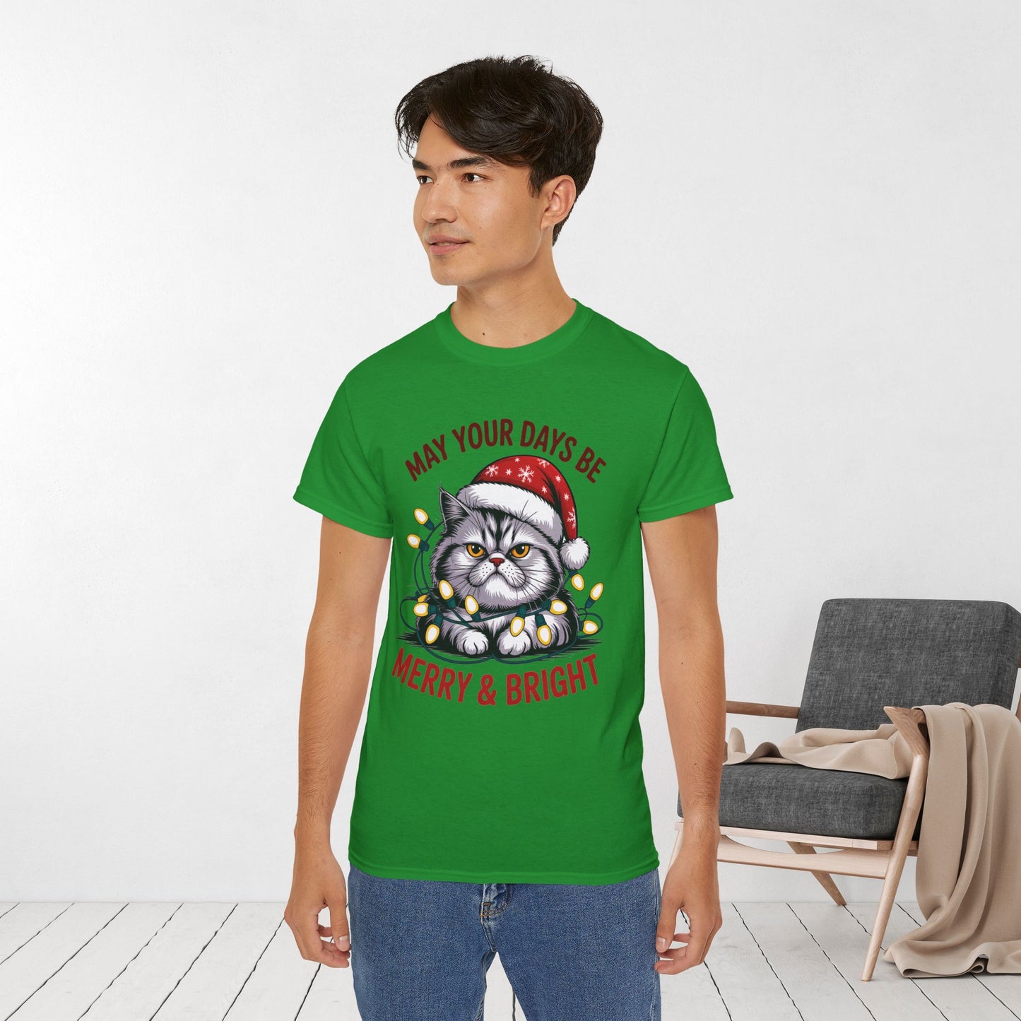 May Your Days Be Merry & Bright Christmas Cat Ultra Cotton Tee