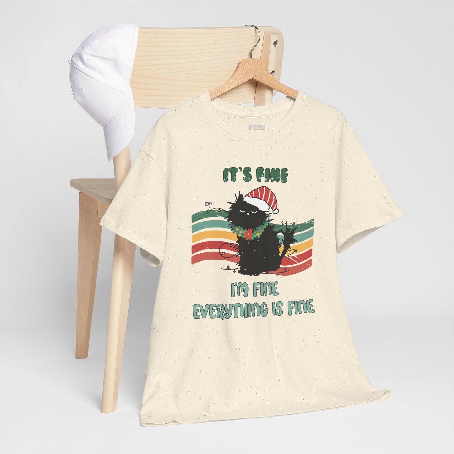 It's Fine Funny Cat Christmas Heavy Cotton Tee - Cat Lovers Christmas Gift