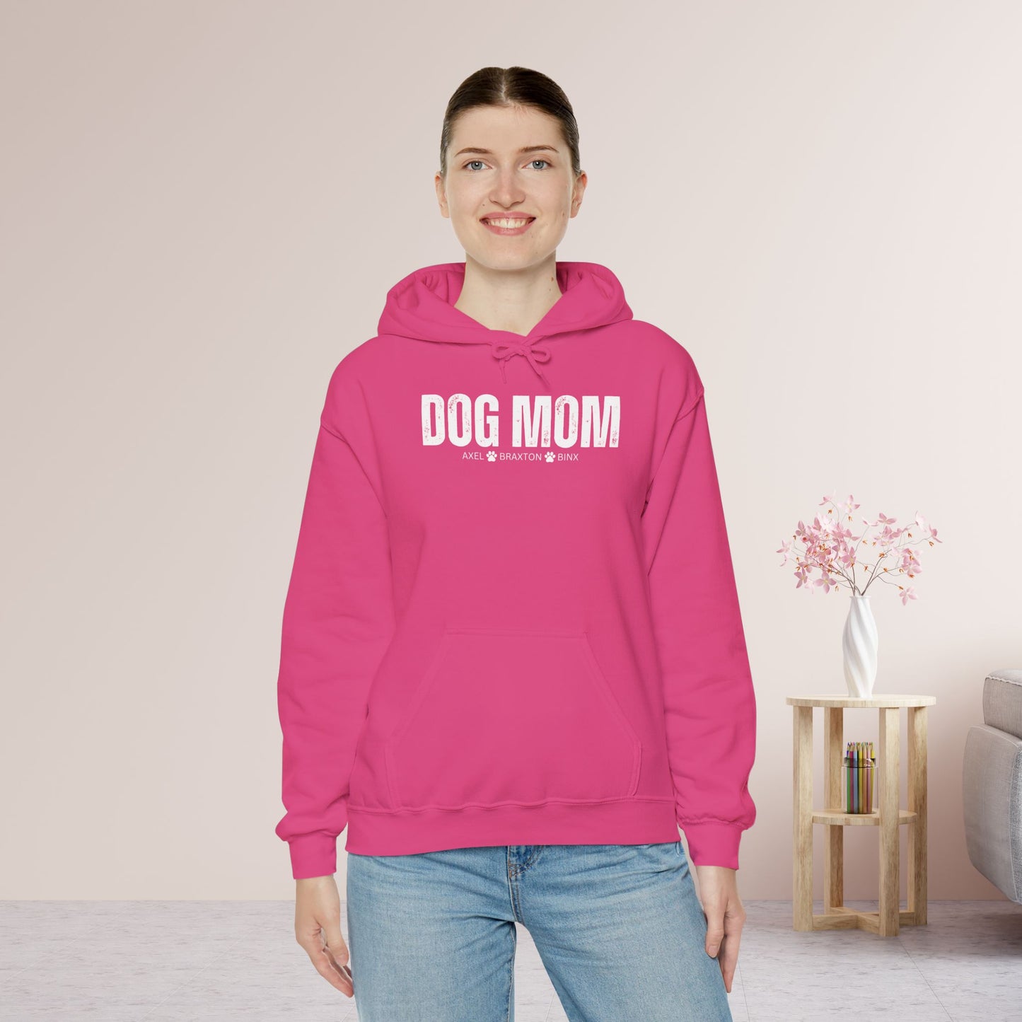 Custom Dog Mom Hoodie with Dogs Name - Personalized Gift for Dog Mom