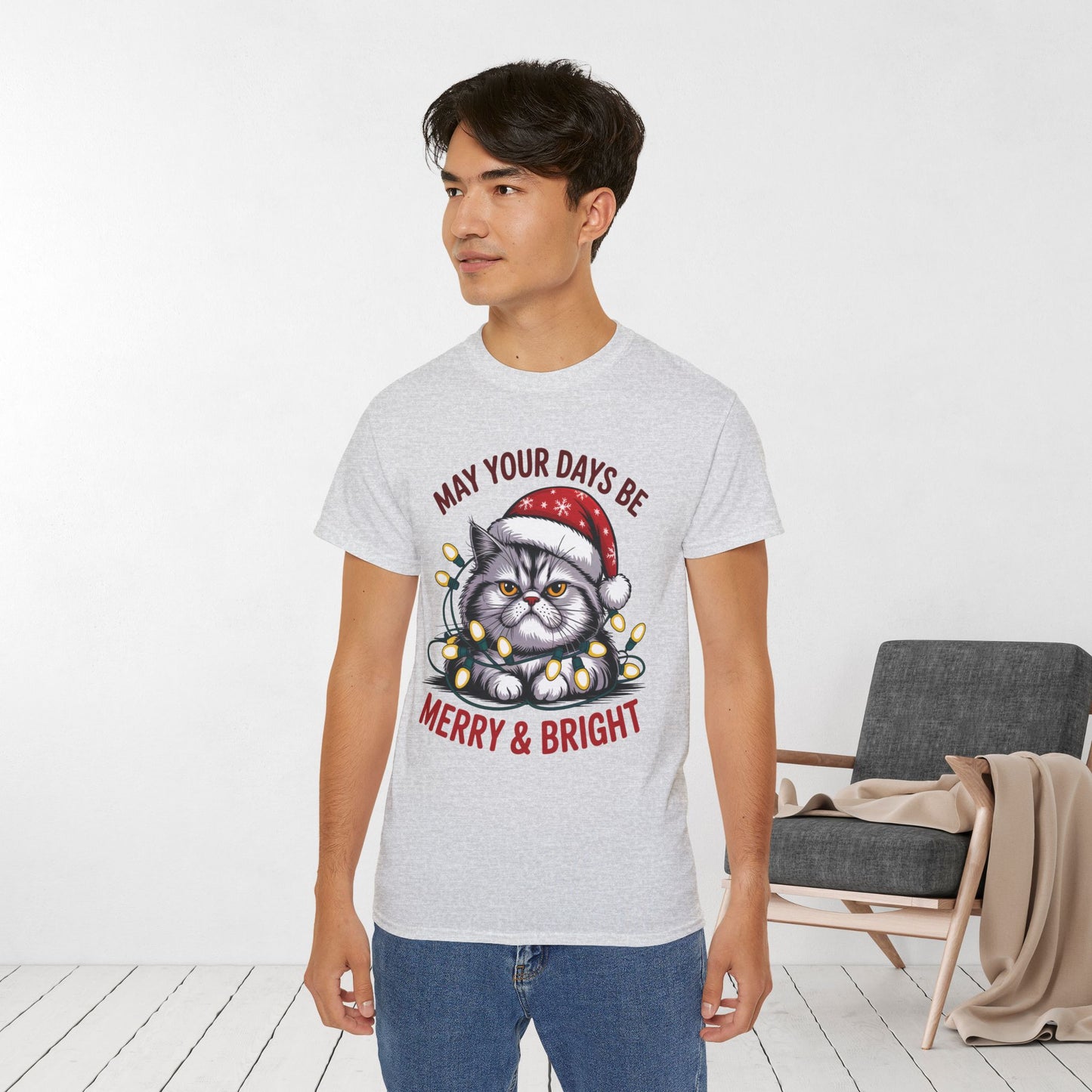 May Your Days Be Merry & Bright Christmas Cat Ultra Cotton Tee