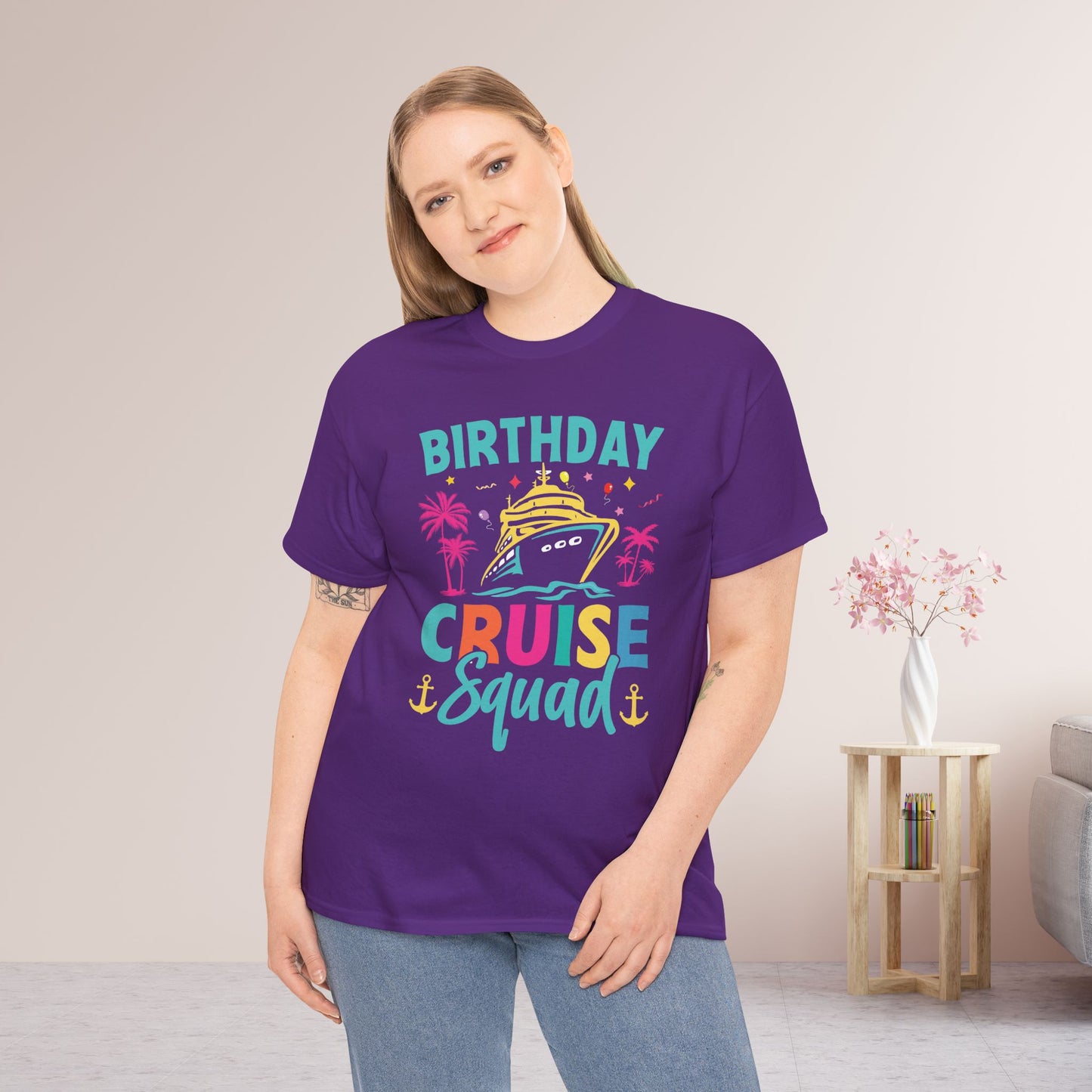 Birthday Cruise Squad Shirt - Family Cruise Vacation Heavy Cotton Tee