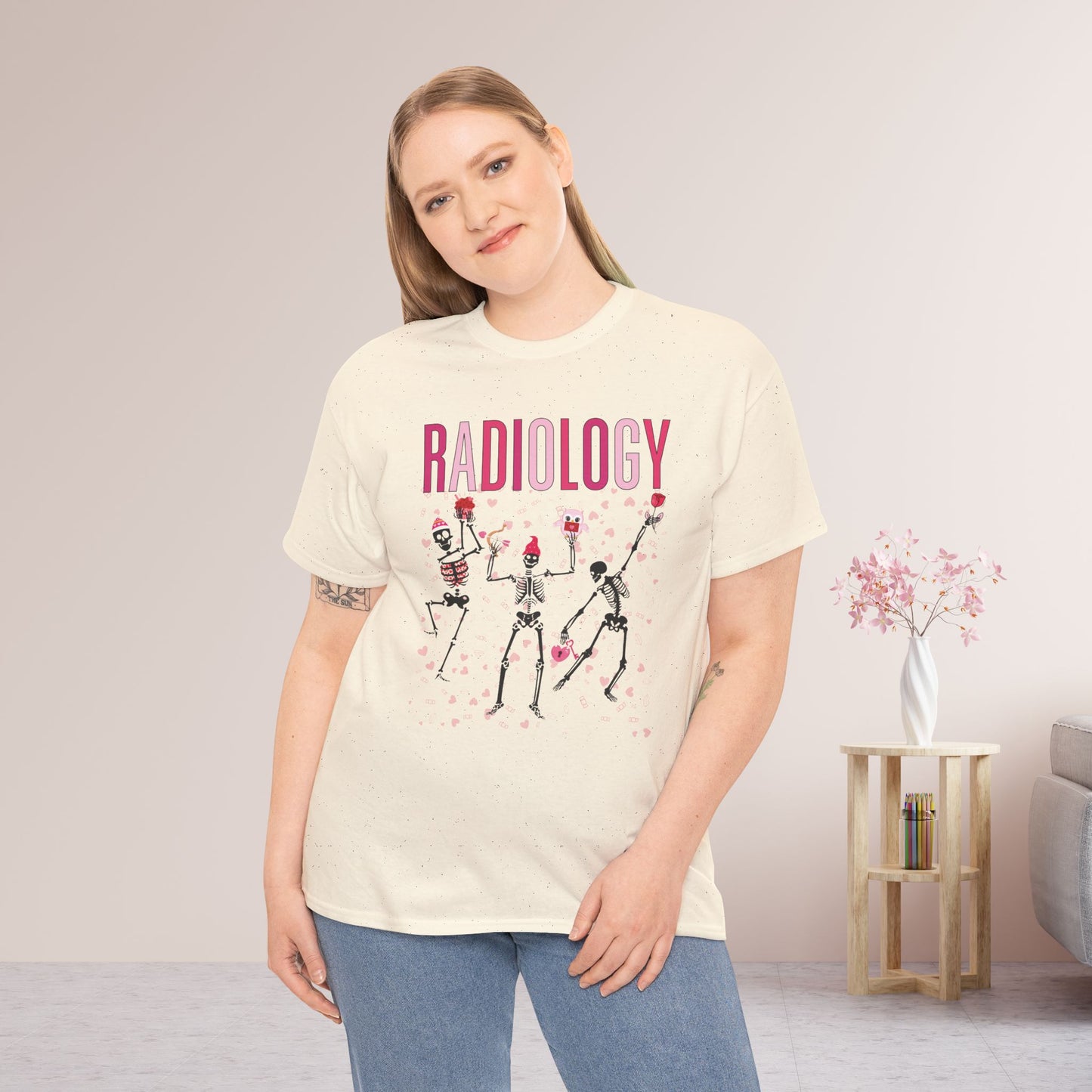 Dancing Skeleton Valentine's Day Radiology Heavy Cotton Tee