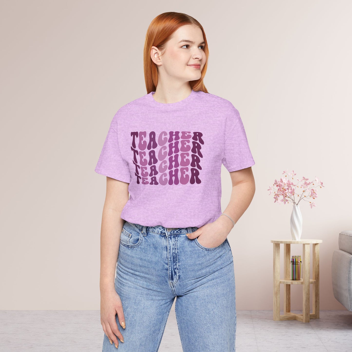 Groovy Purple Teacher Soft Cotton Tee for School Teachers
