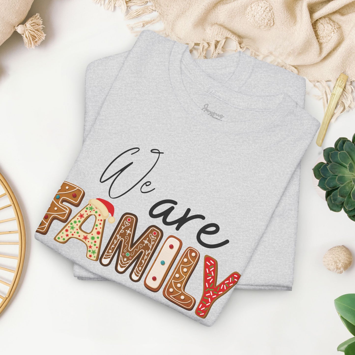 We Are Family Christmas Cookie Heavy Cotton Tee - Christmas Pajama Shirt