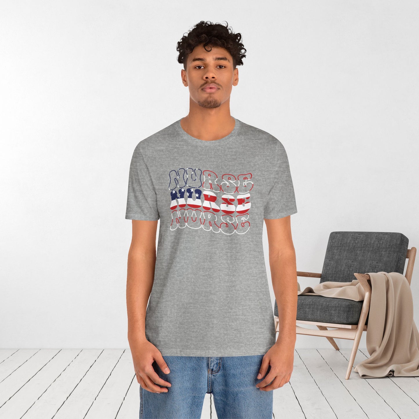 Groovy Patriotic Nurse Shirt - 4th of July Registered Nurse Soft Cotton Tee