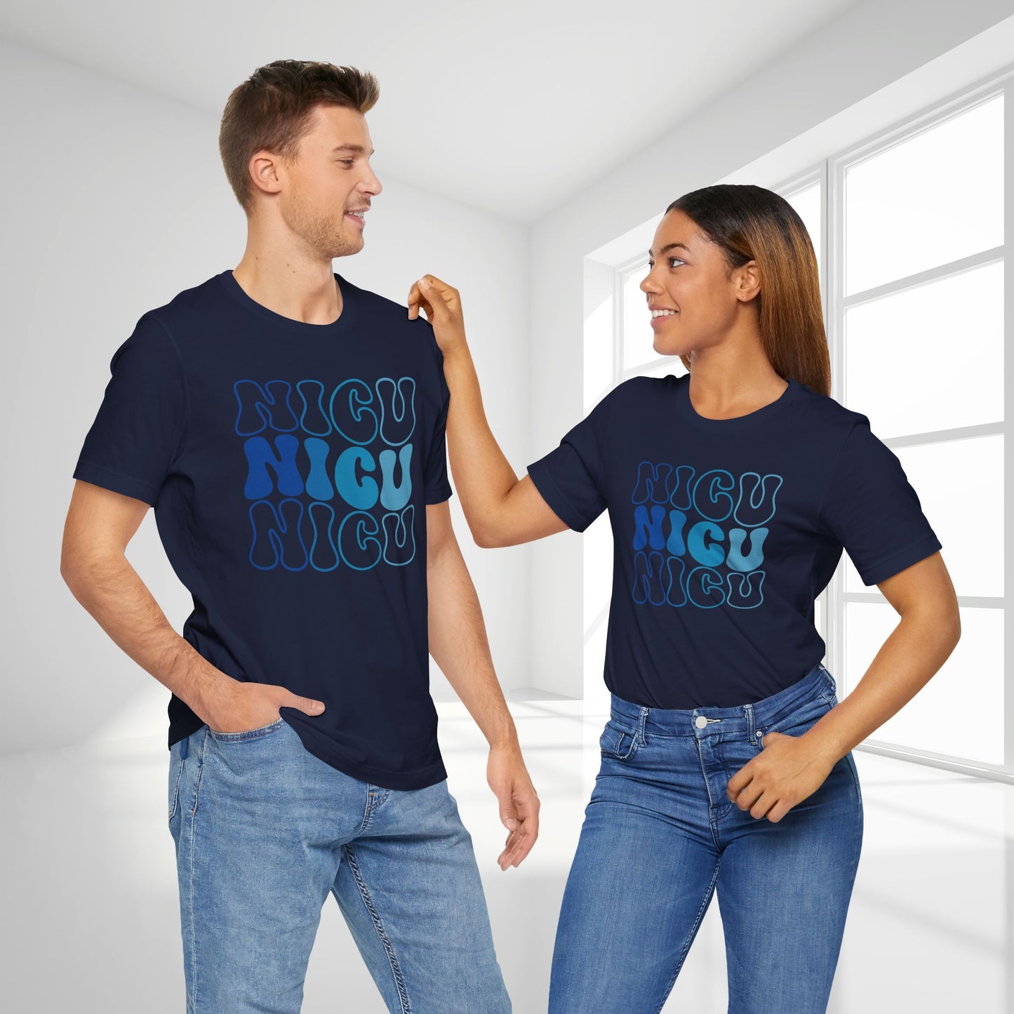 Groovy Blue NICU Shirt - Neonatal ICU Nurse Soft Cotton Tee