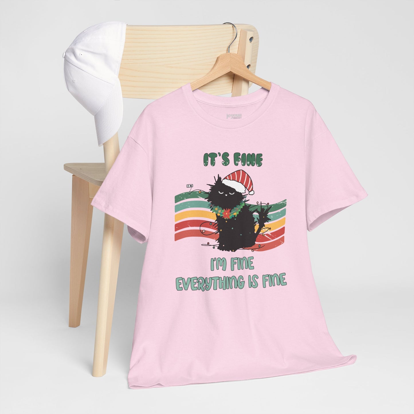 It's Fine Funny Cat Christmas Heavy Cotton Tee - Cat Lovers Christmas Gift