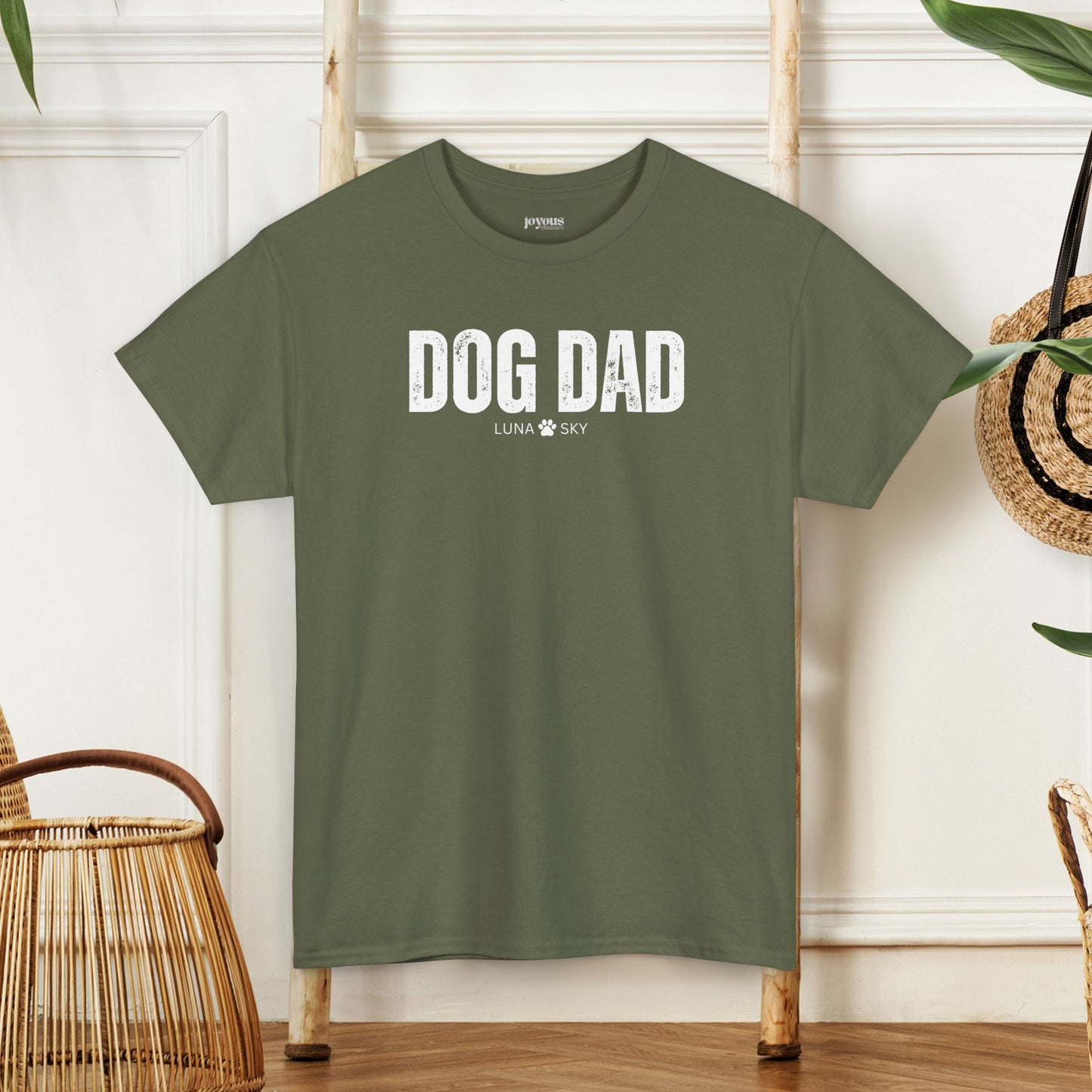 Custom Dog Dad Heavy Cotton Tee with Dogs Name - Personalized Dog Lover Gift