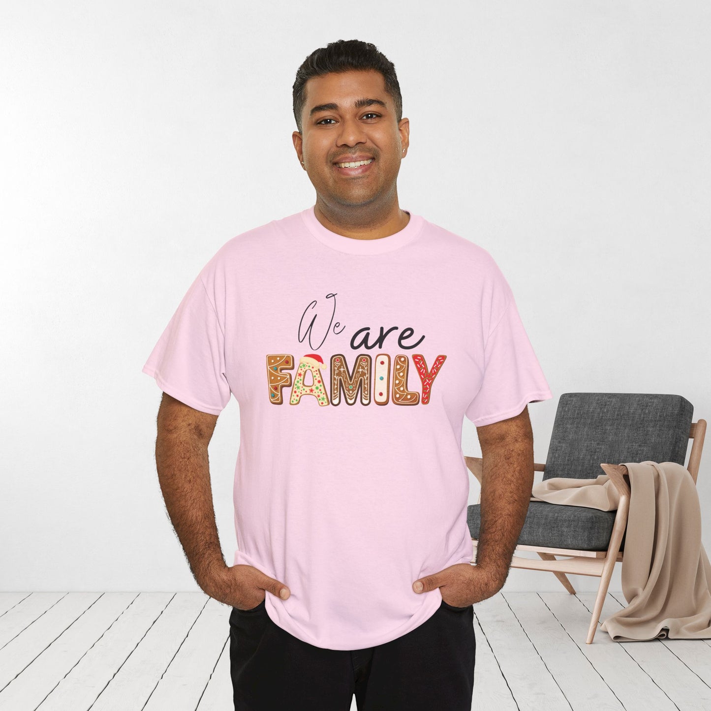 We Are Family Christmas Cookie Heavy Cotton Tee - Christmas Pajama Shirt