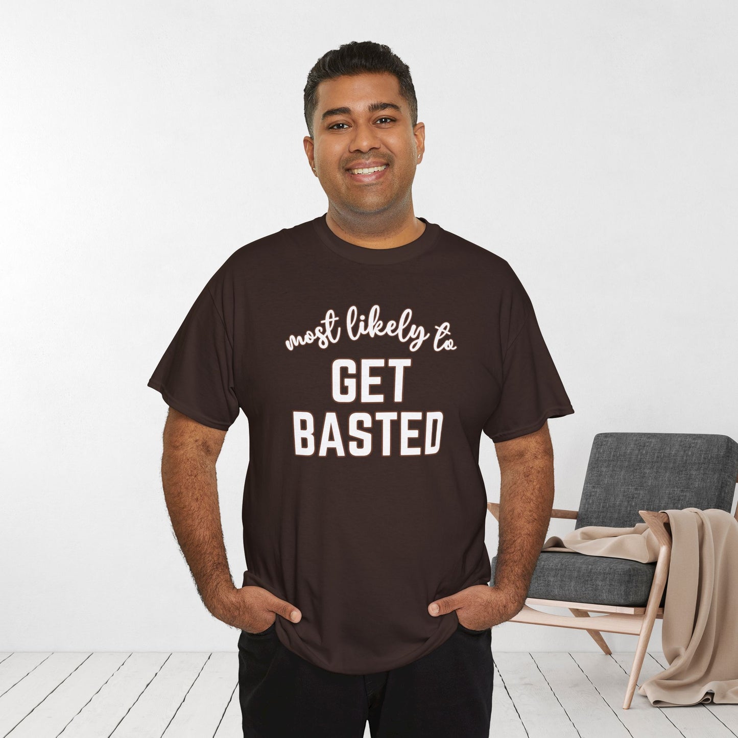 Funny Thanksgiving Shirt - Most Likely to Get Basted Heavy Cotton Tee