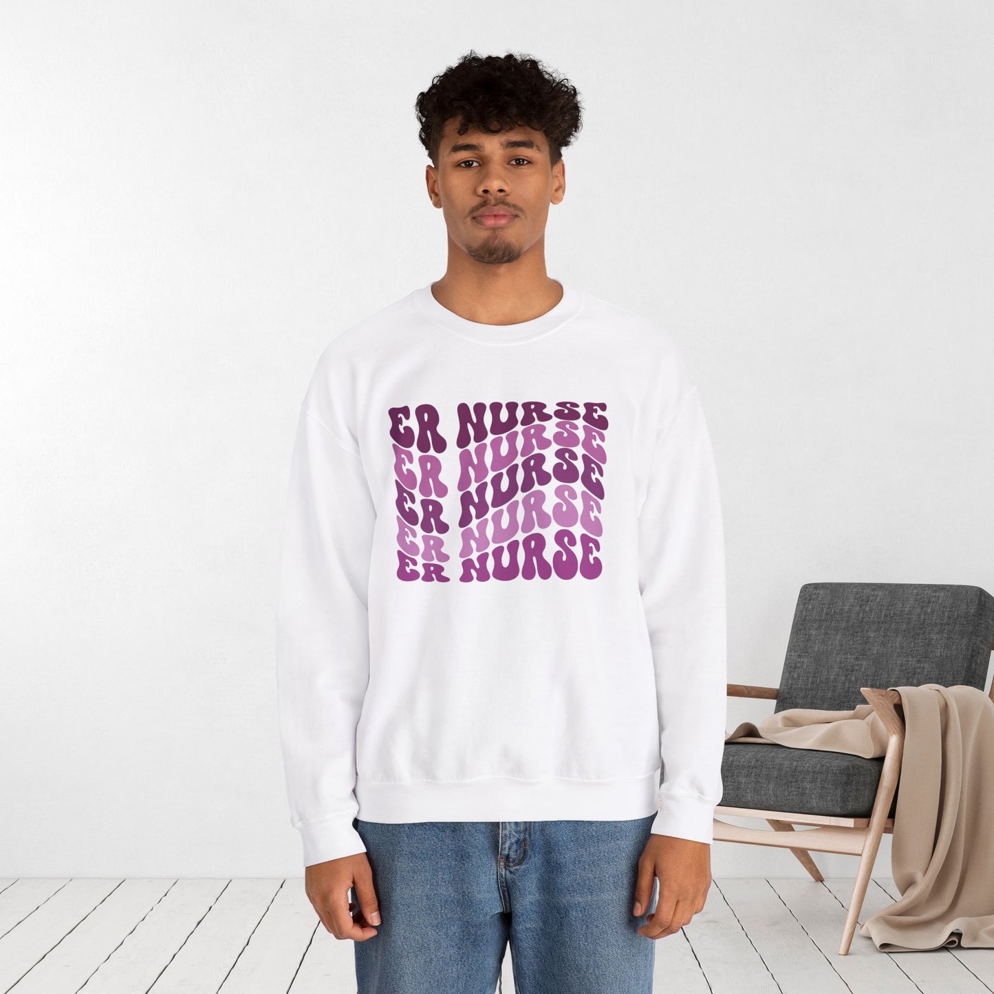 Groovy Purple ER Nurse Sweatshirt - Emergency Nurse Sweatshirt