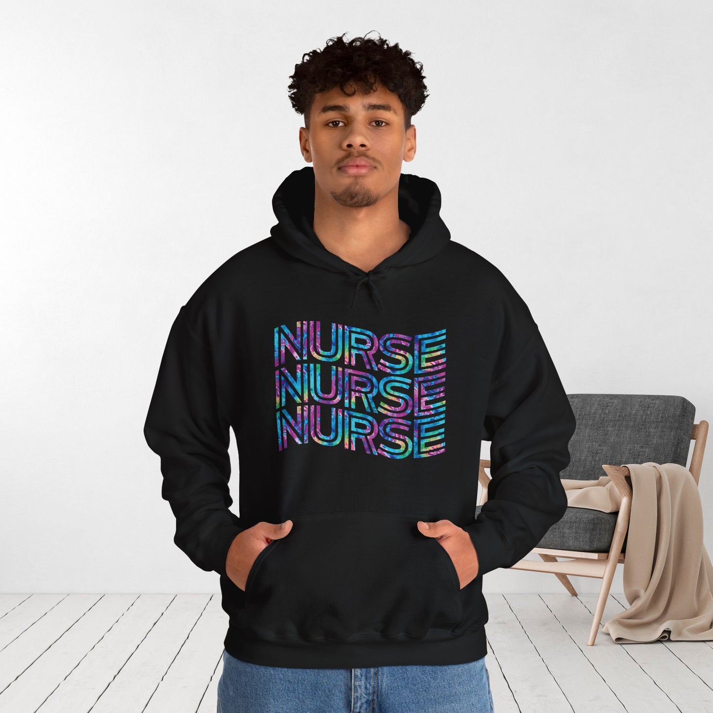 Tie Dye Wavy Nurse Hoodie - Registered Nurse Hoodie