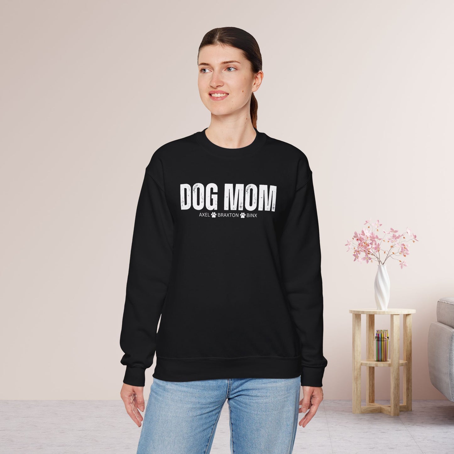 Custom Dog Mom Sweatshirt with Dogs Name - Personalized Gift for Dog Mom