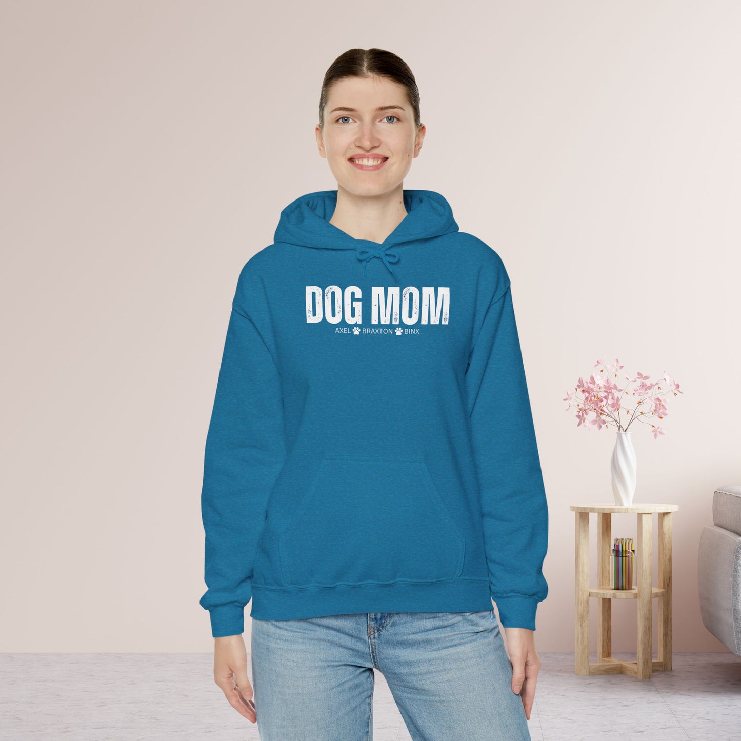 Custom Dog Mom Hoodie with Dogs Name - Personalized Gift for Dog Mom