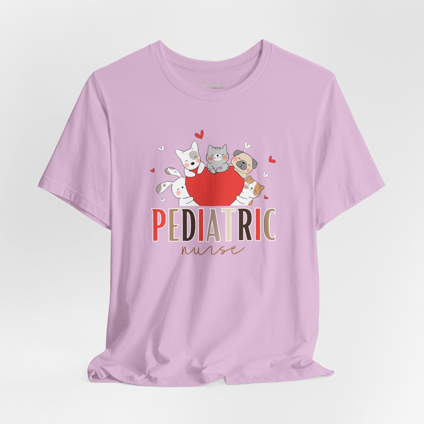Pediatric Nurse Soft Cotton Tee with Cute Dogs and Cats for PEDS Nurse