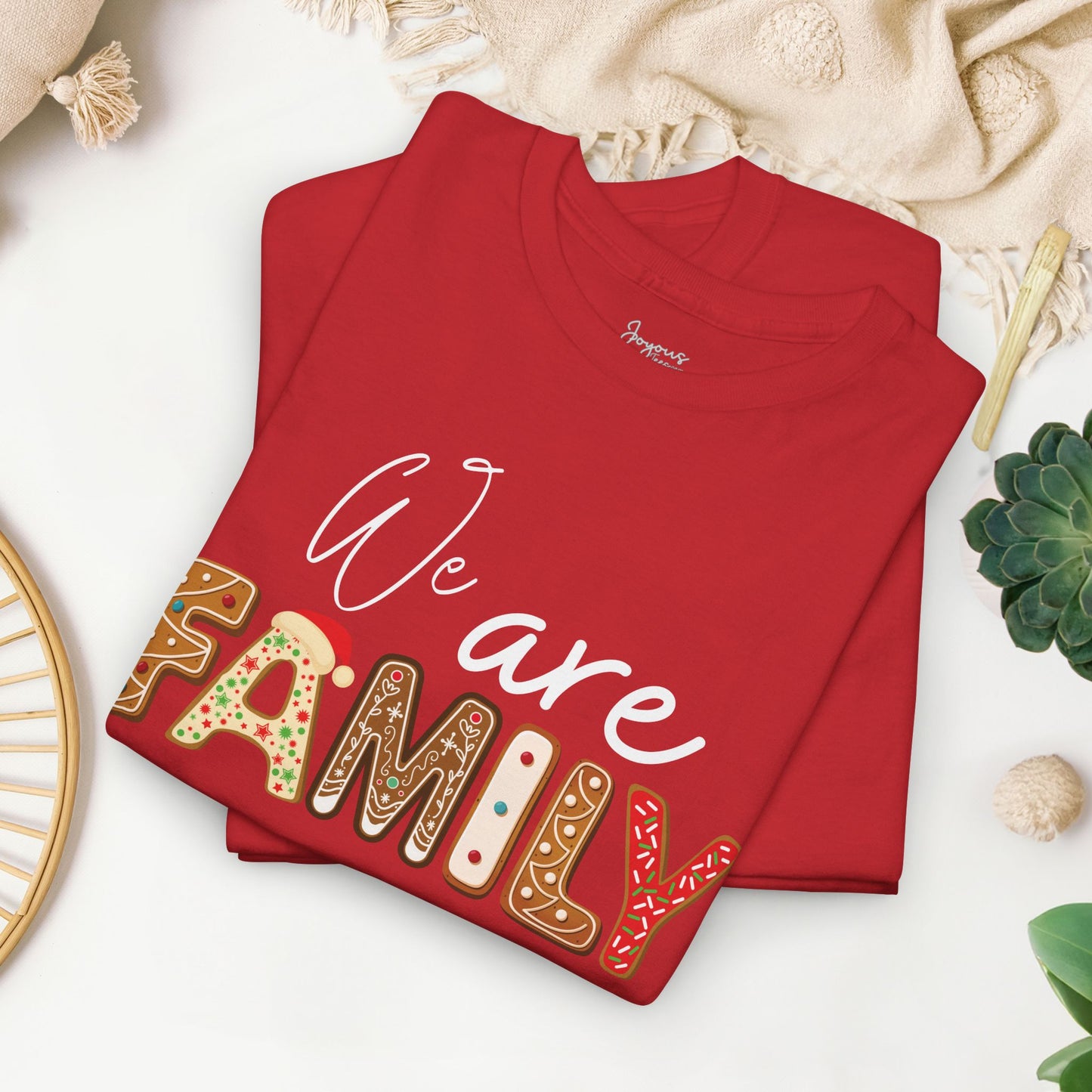 We Are Family Christmas Cookie Heavy Cotton Tee - Christmas Pajama Shirt