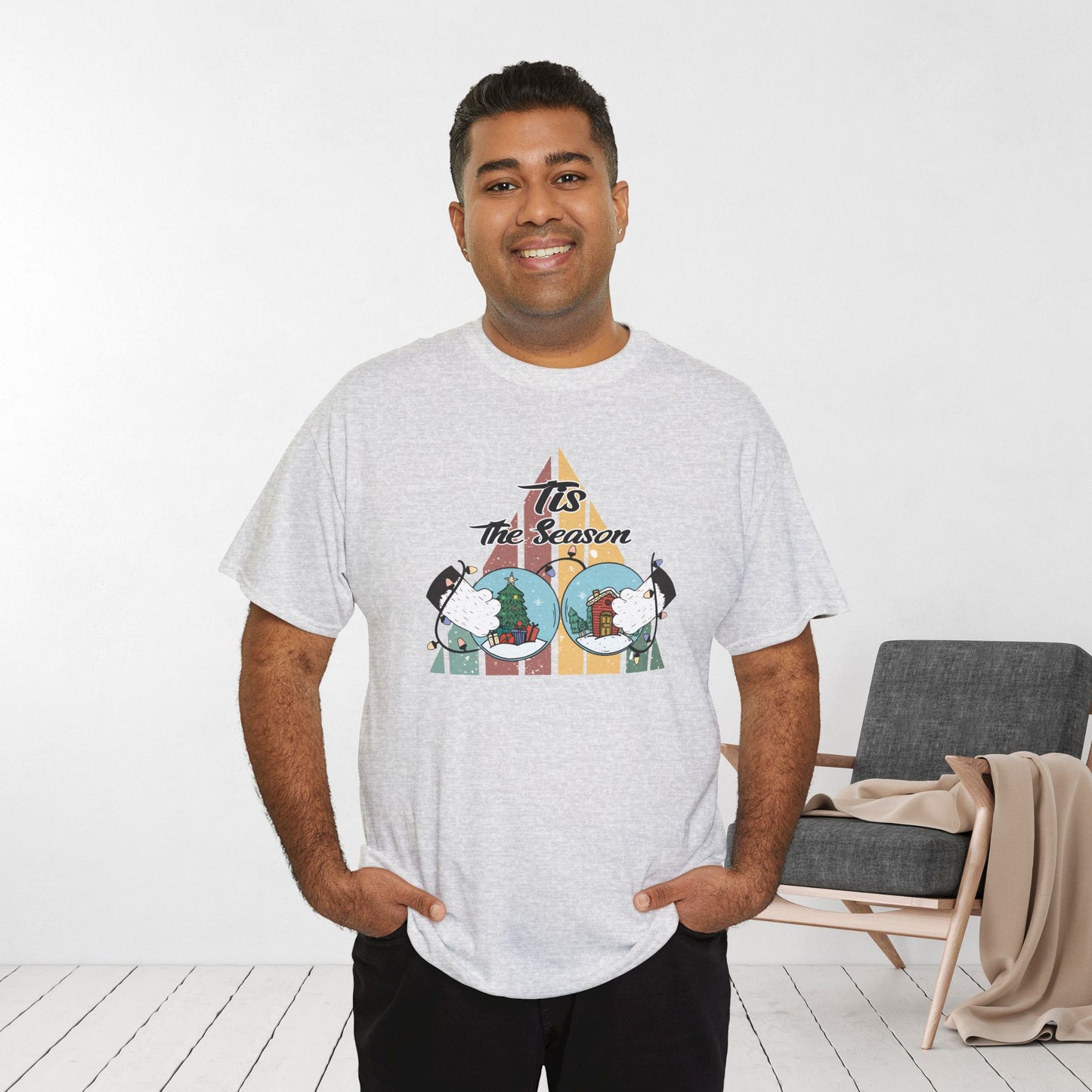 Tis The Season Funny Cat Christmas Heavy Cotton Tee - Cat Lovers Christmas Gift