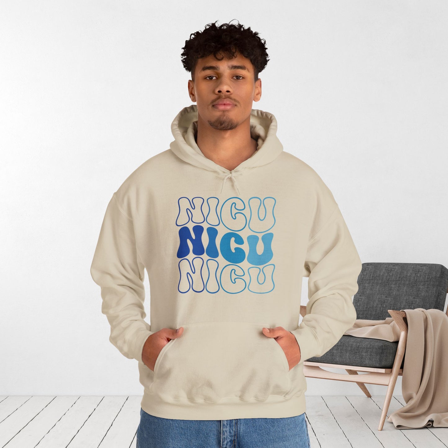 Groovy Blue NICU Hoodie - Neonatal ICU Nurse Hoodie