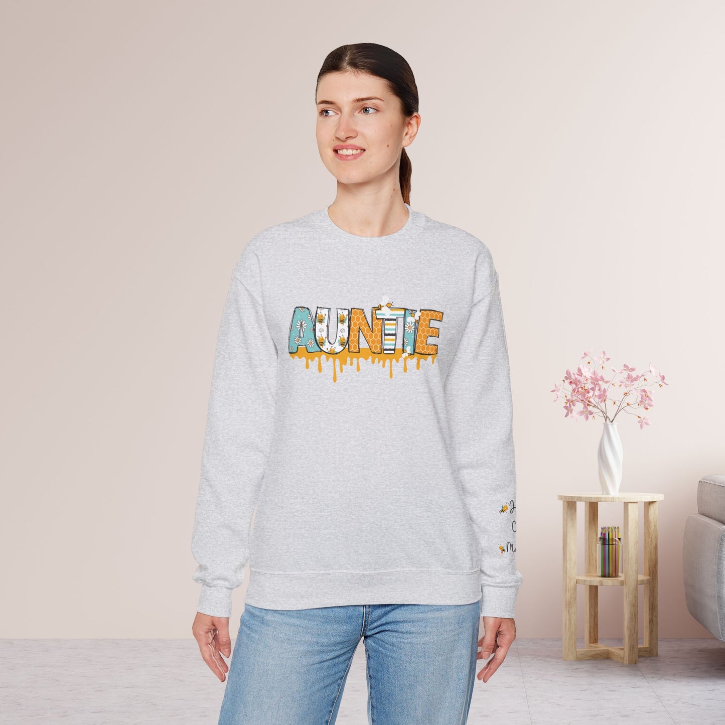 Custom Auntie Sweatshirt with Kids Name - Personalized Gift for Aunt