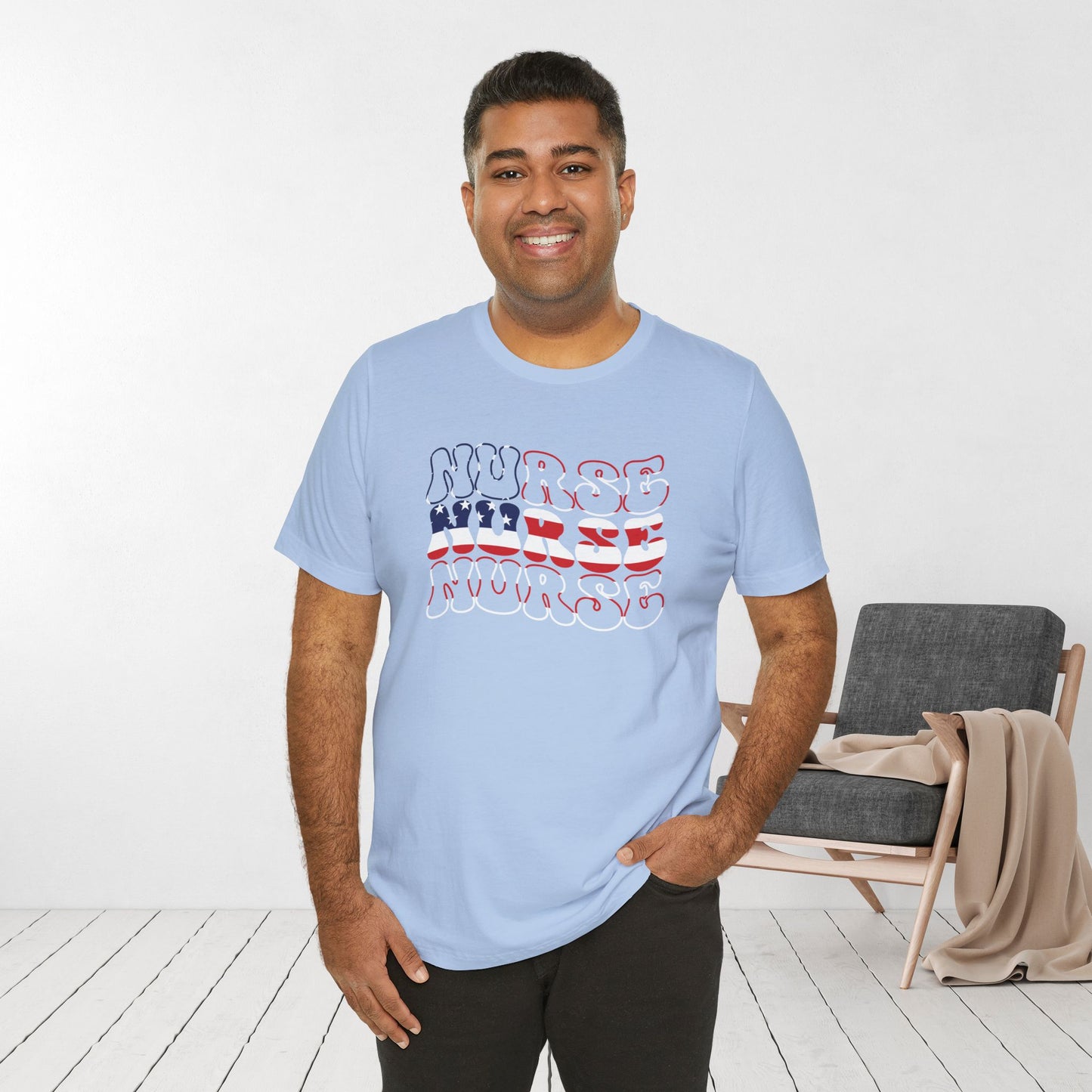 Groovy Patriotic Nurse Shirt - 4th of July Registered Nurse Soft Cotton Tee